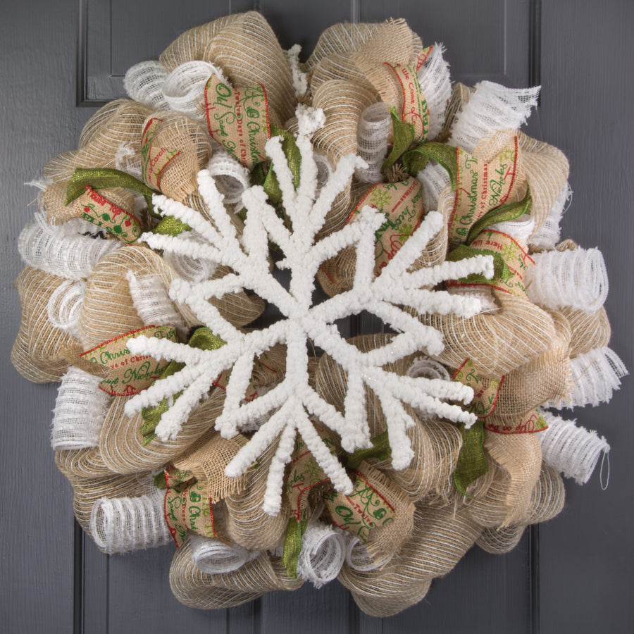 15" Flocked Snowflake Twig Ornament: White With Mica Lifestyle Photo