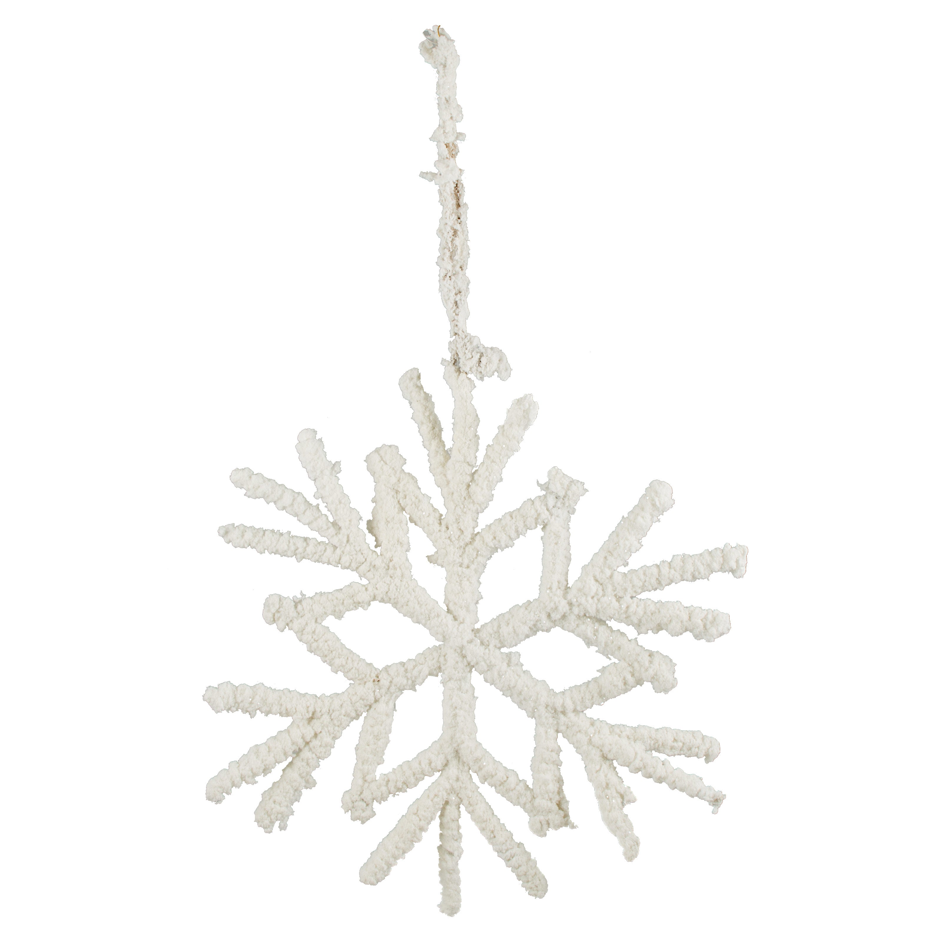15" Flocked Snowflake Twig Ornament: White With Mica Item Number: XY7873