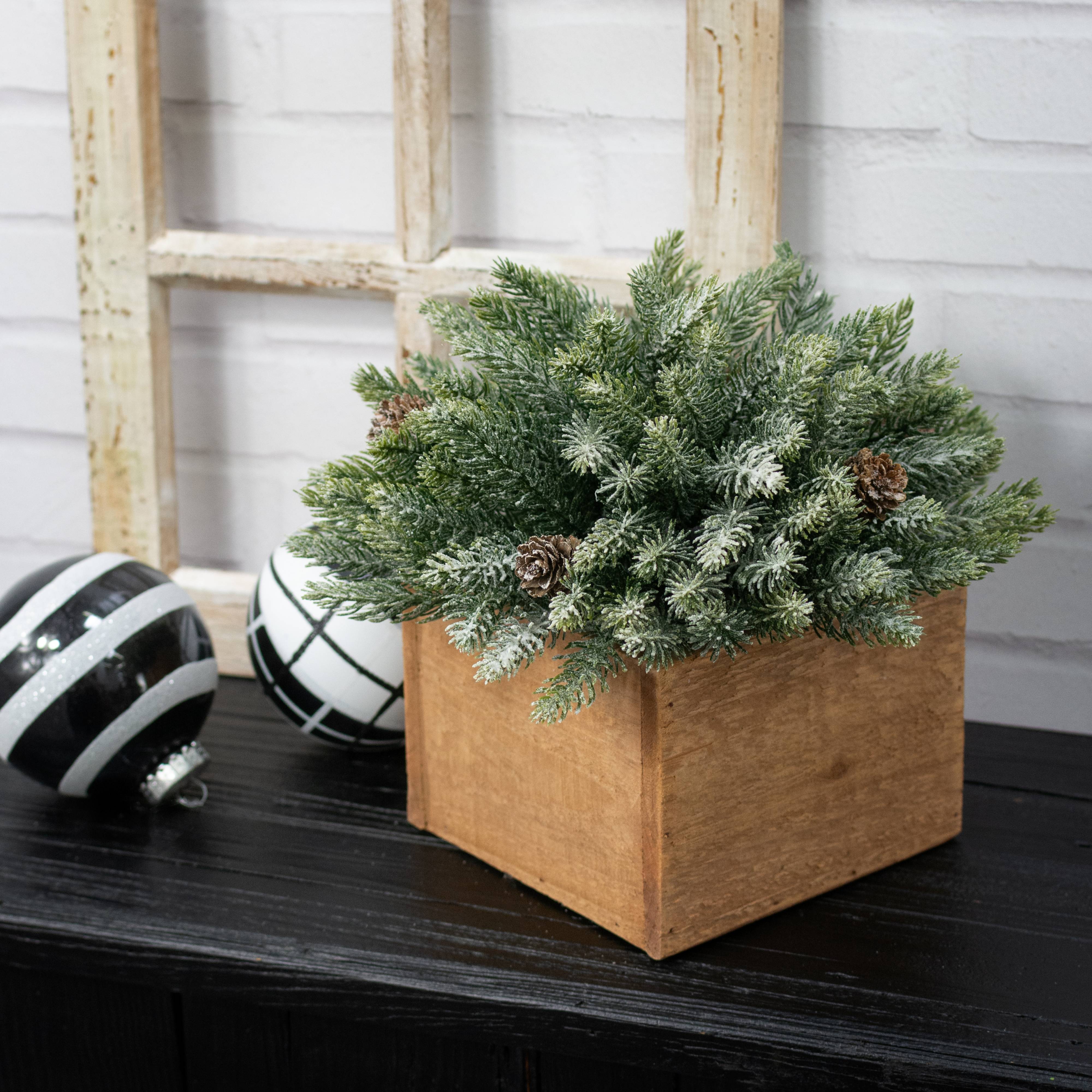 11" Flocked Spruce Fir Half Ball Sphere Lifestyle Photo