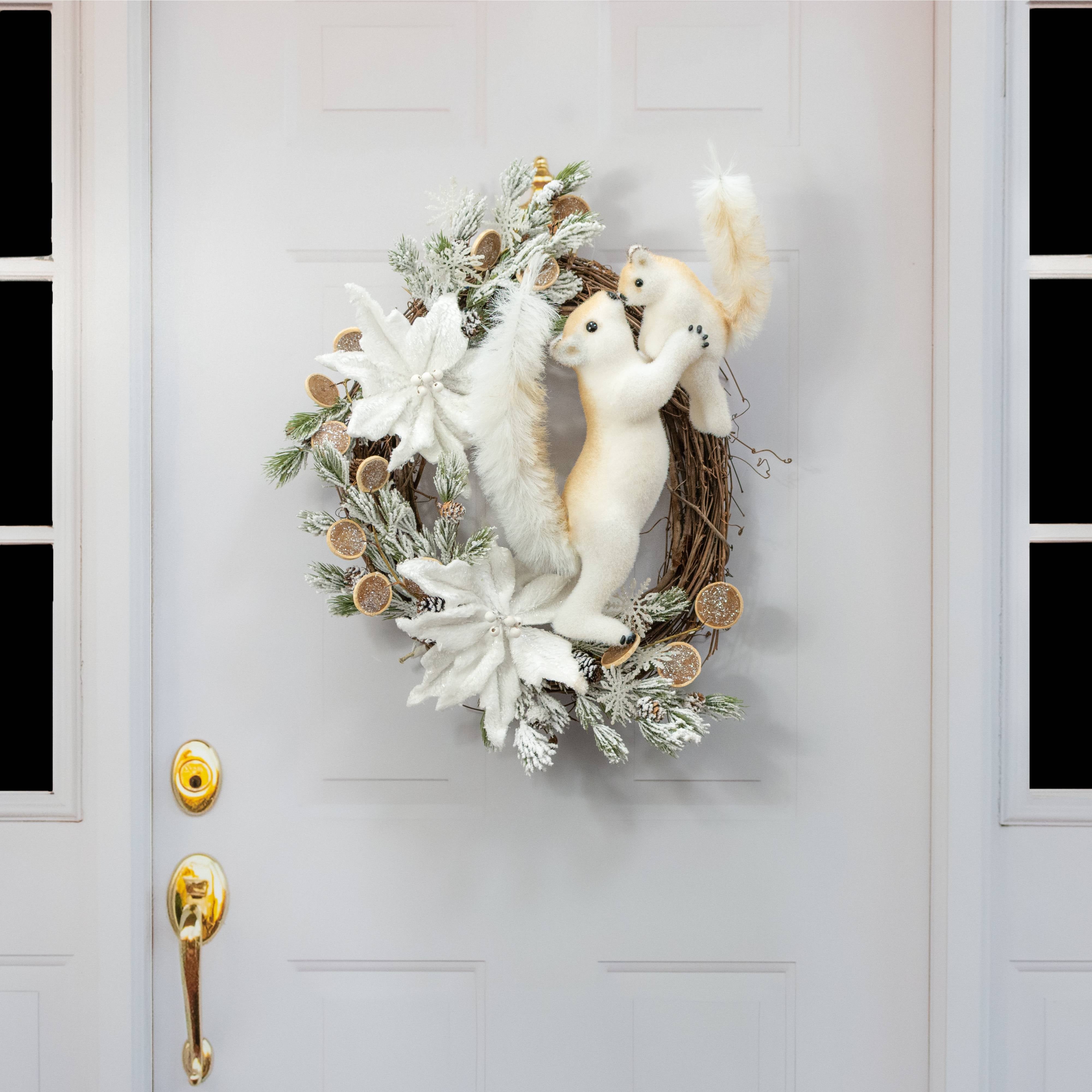 22" Flocked Squirrel with Baby Figurine detail photo 4