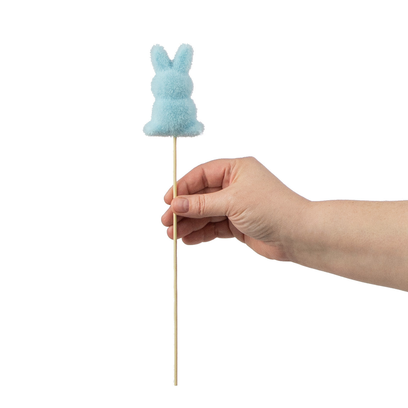 12" Flocked Standing Rabbit Pick: Light Blue Lifestyle Photo