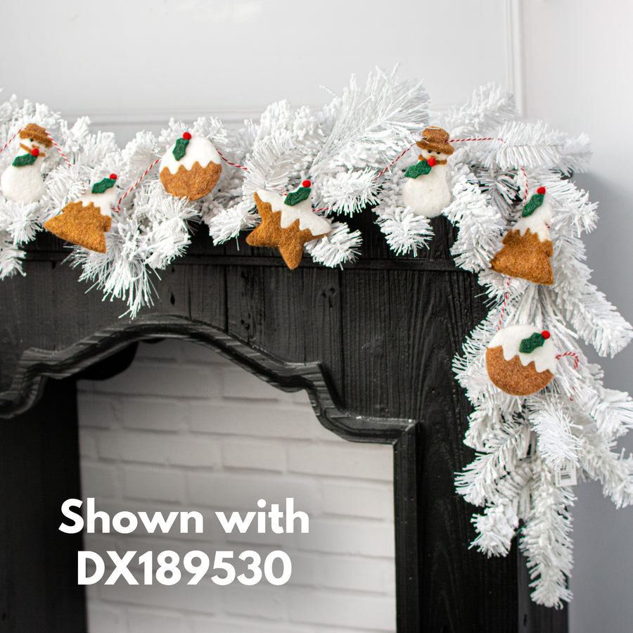 6' Flocked White Pine Garland Lifestyle Photo