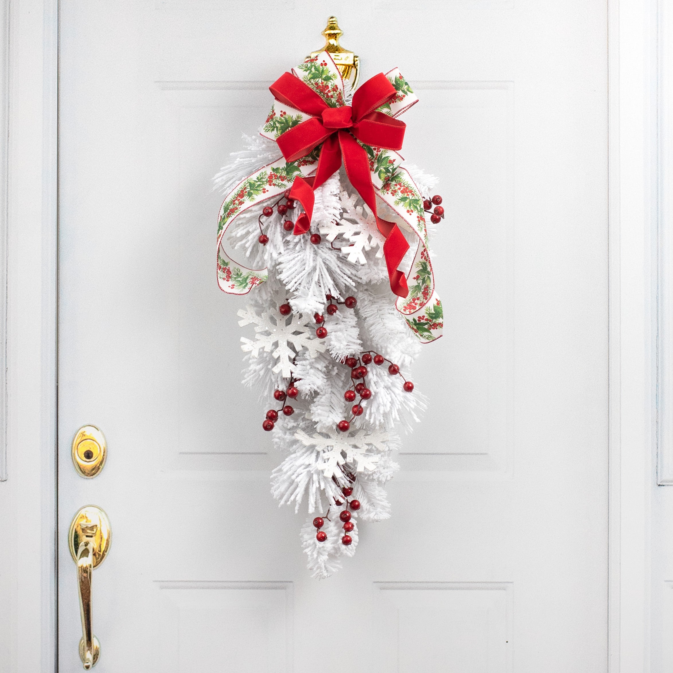 32" Flocked White Pine Teardrop Lifestyle Photo