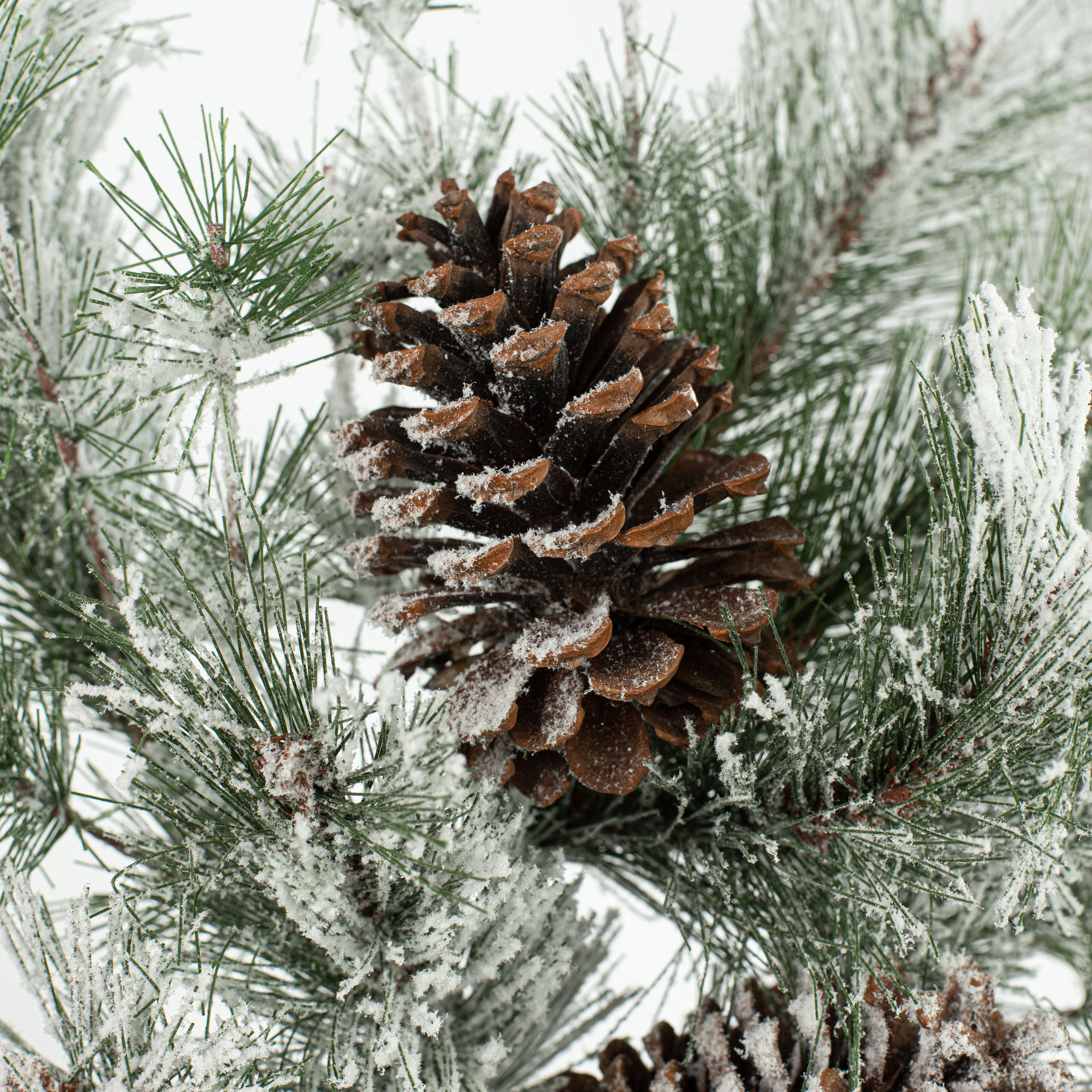 21" Flocked Winterfield Pine Spray Lifestyle Photo