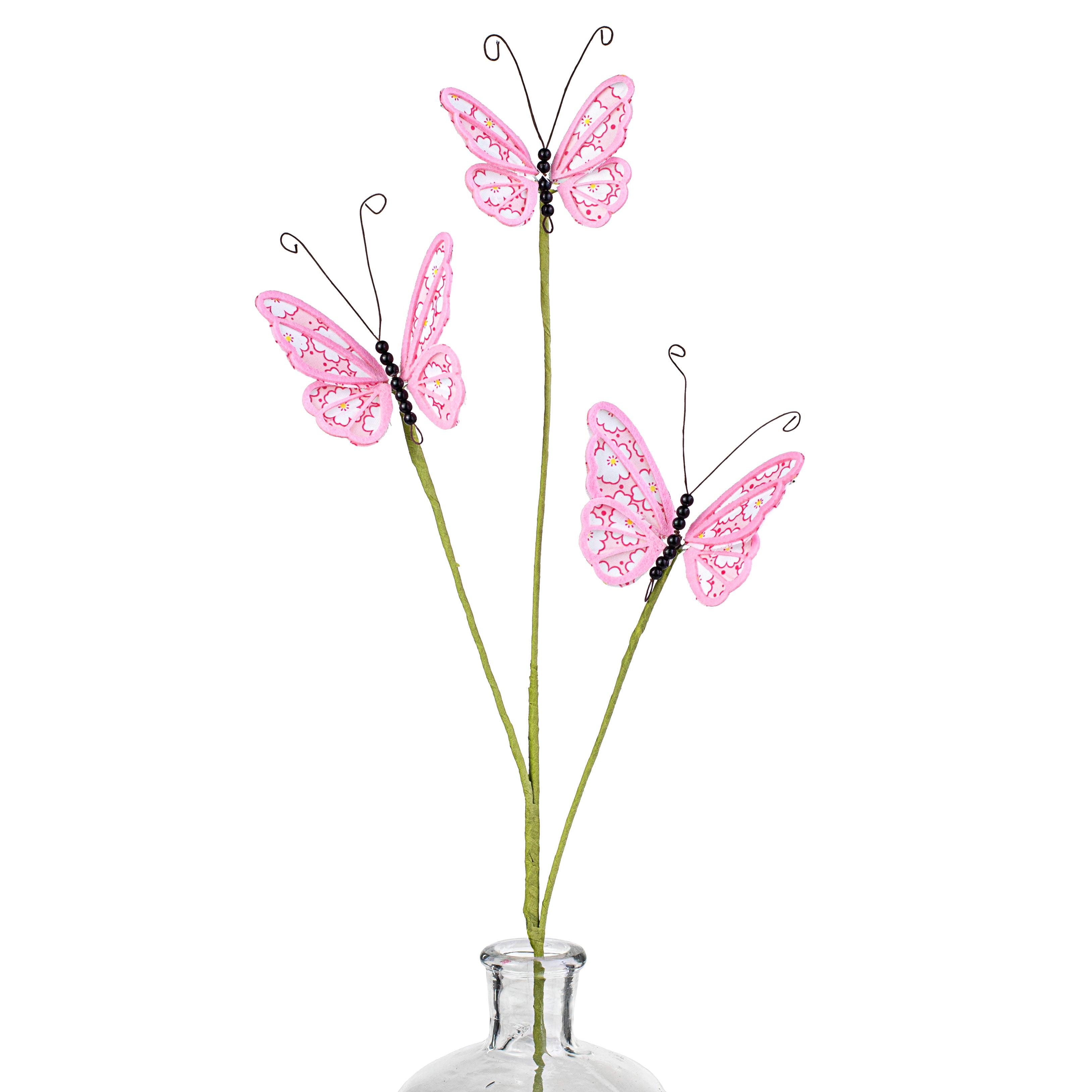 26" Floral Butterfly Spray: Pink Item Number: 63069PK