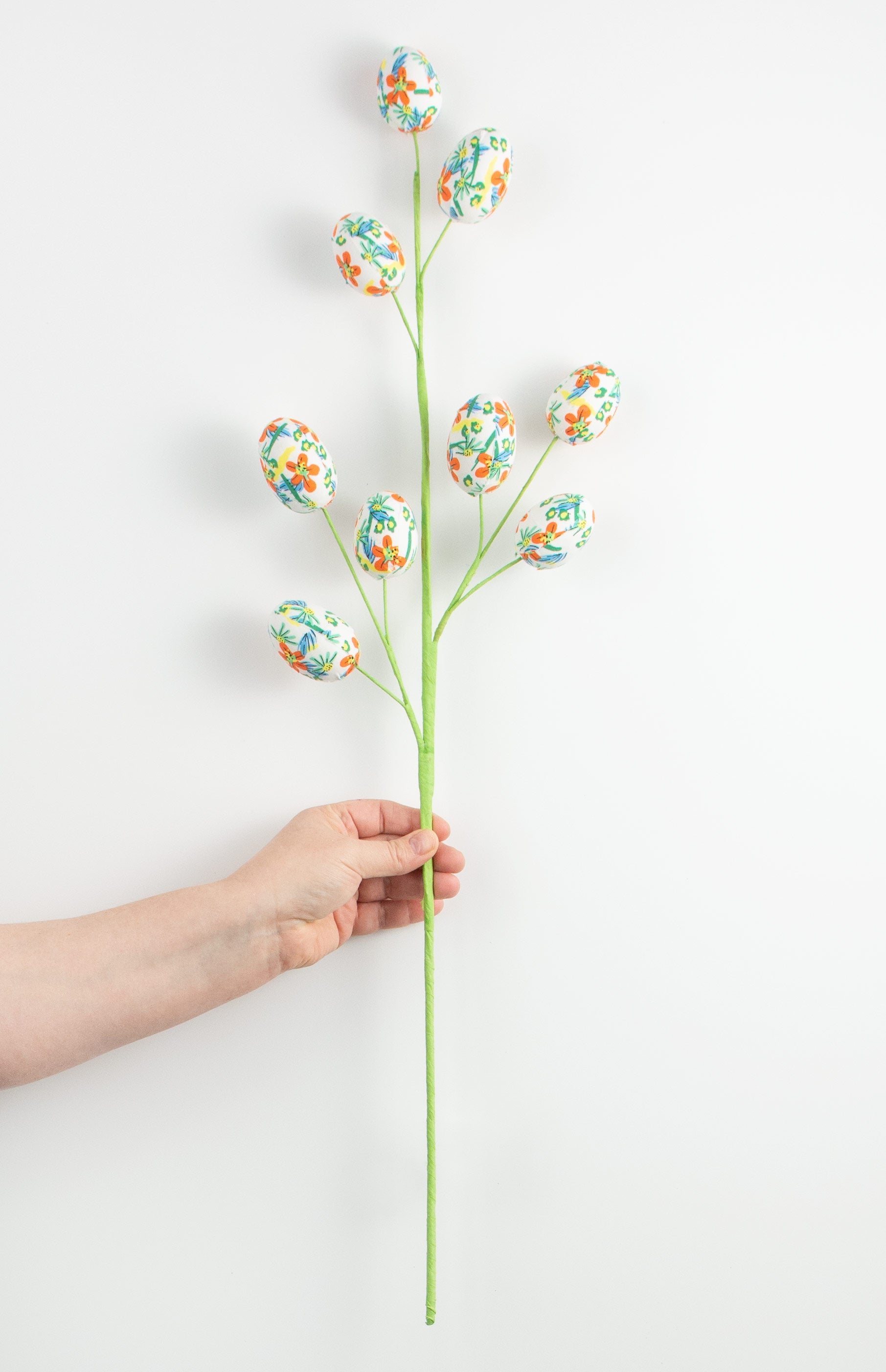 29" Floral Print Easter Egg Spray: Orange, Green, Blue detail photo 3