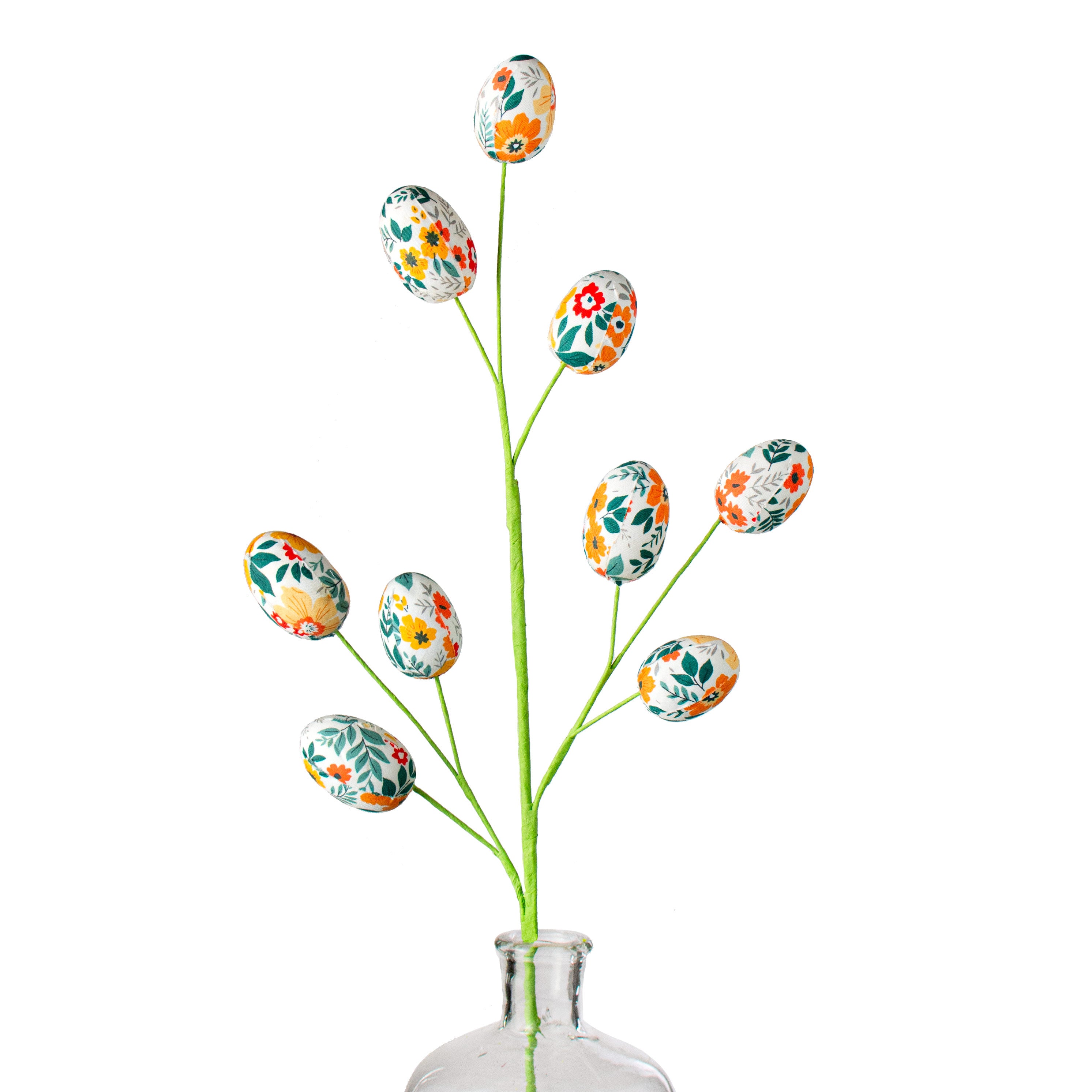29" Floral Print Easter Egg Spray: Orange, Jade, Coral Item Number: 40052