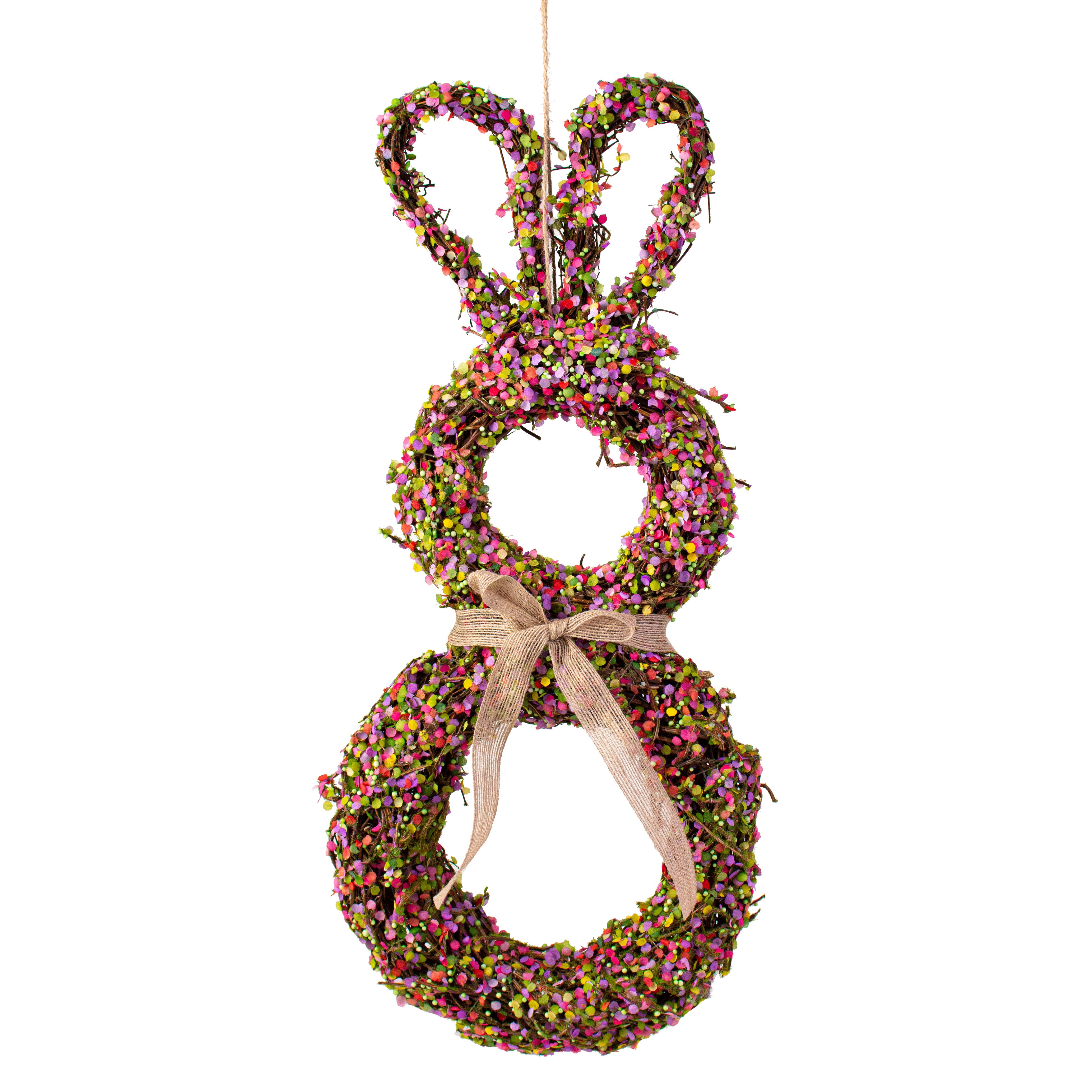 24" Floral Rattan Rabbit Door Hanger Item Number: HE7206