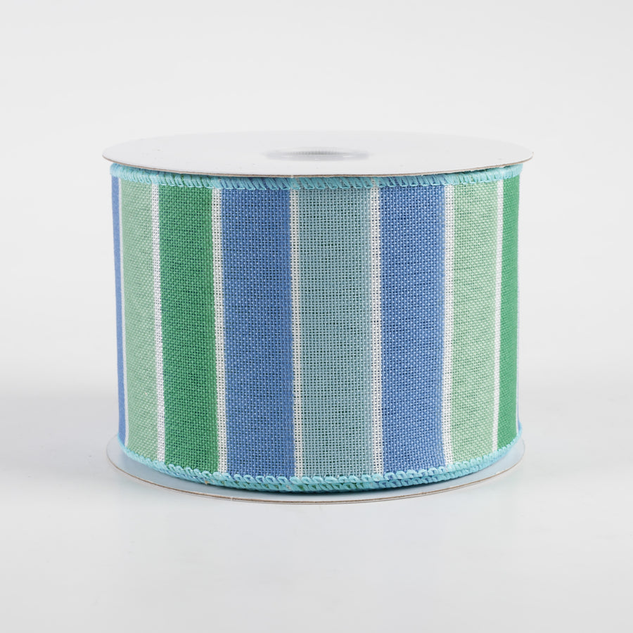 2.5" Florida Stripe Ribbon: Blues, Mint, Green (10 Yards)