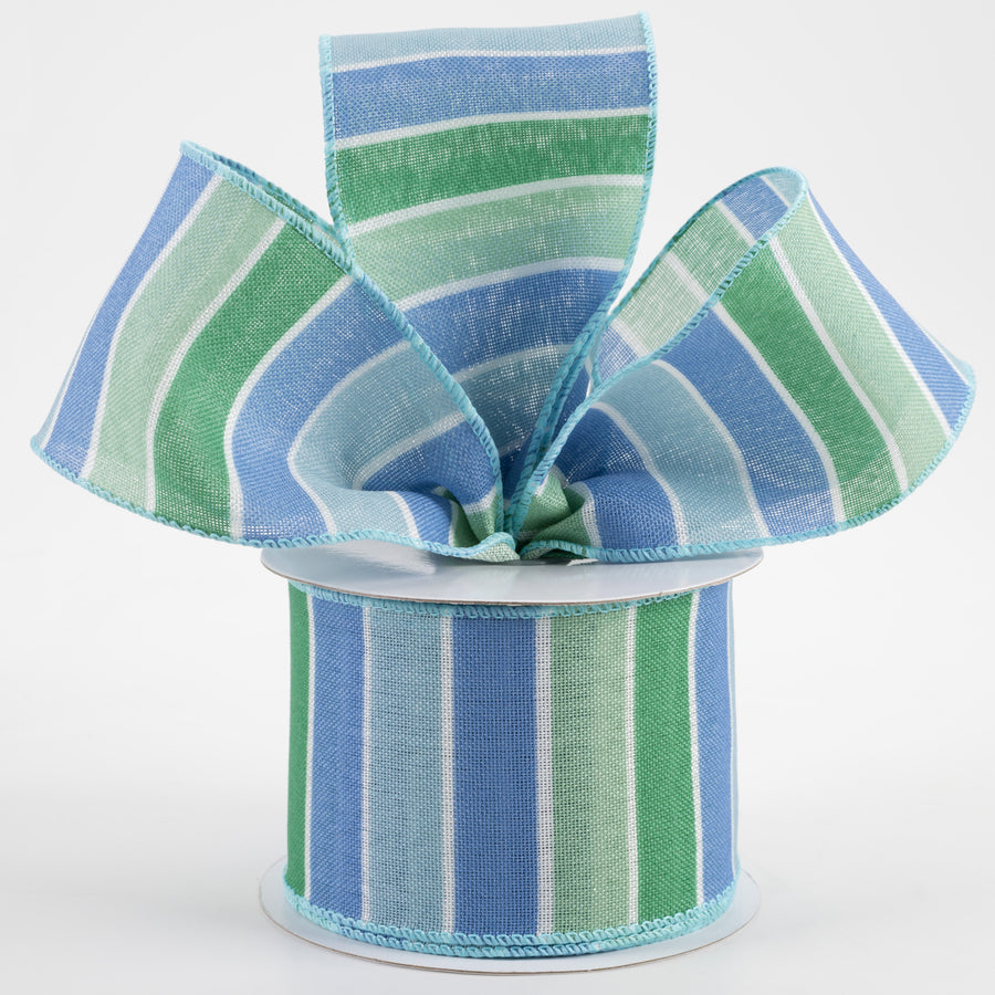 2.5" Florida Stripe Ribbon: Blues, Mint, Green (10 Yards) Lifestyle Photo
