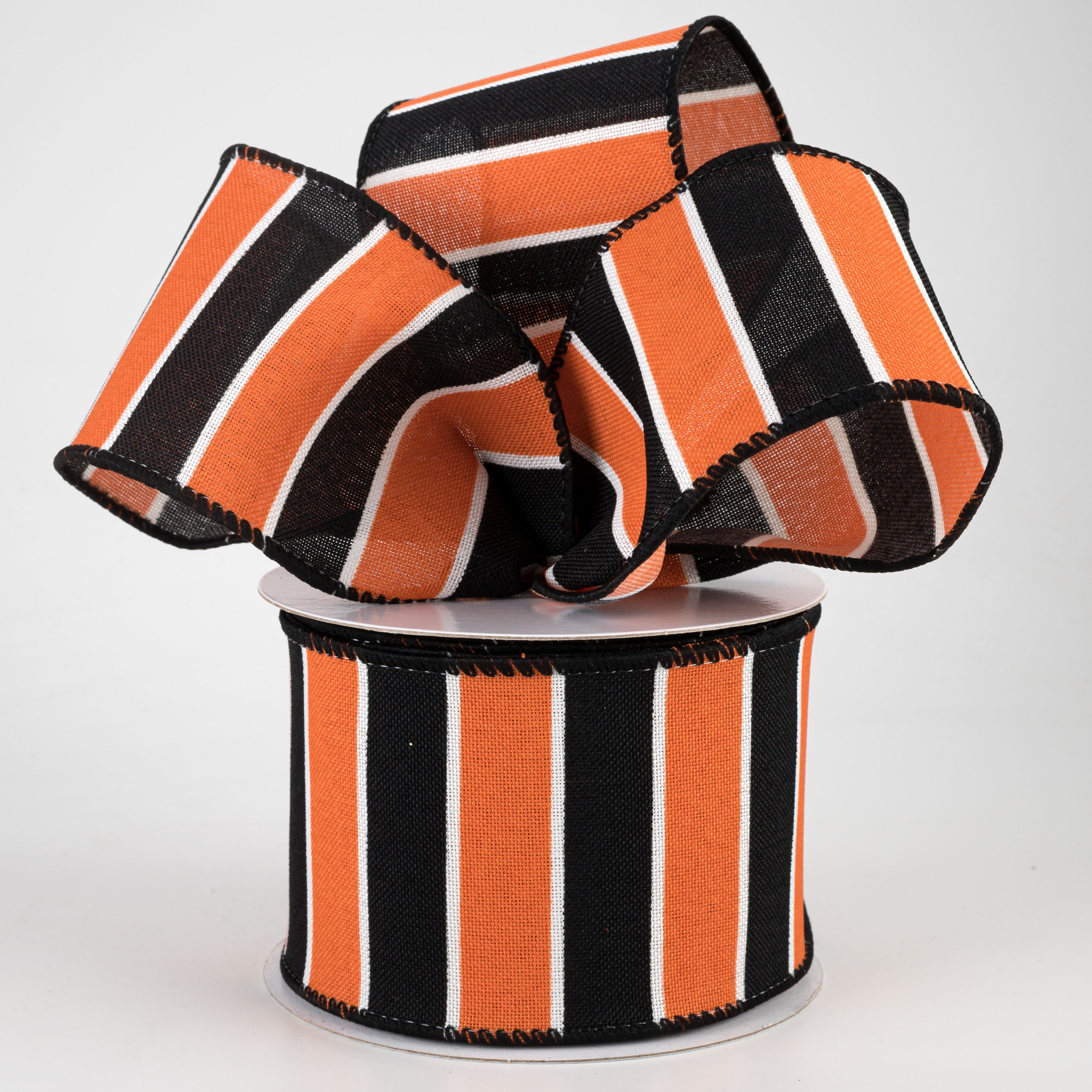 2.5" Florida Stripes Ribbon: Orange, Black, White (10 Yards) Lifestyle Photo