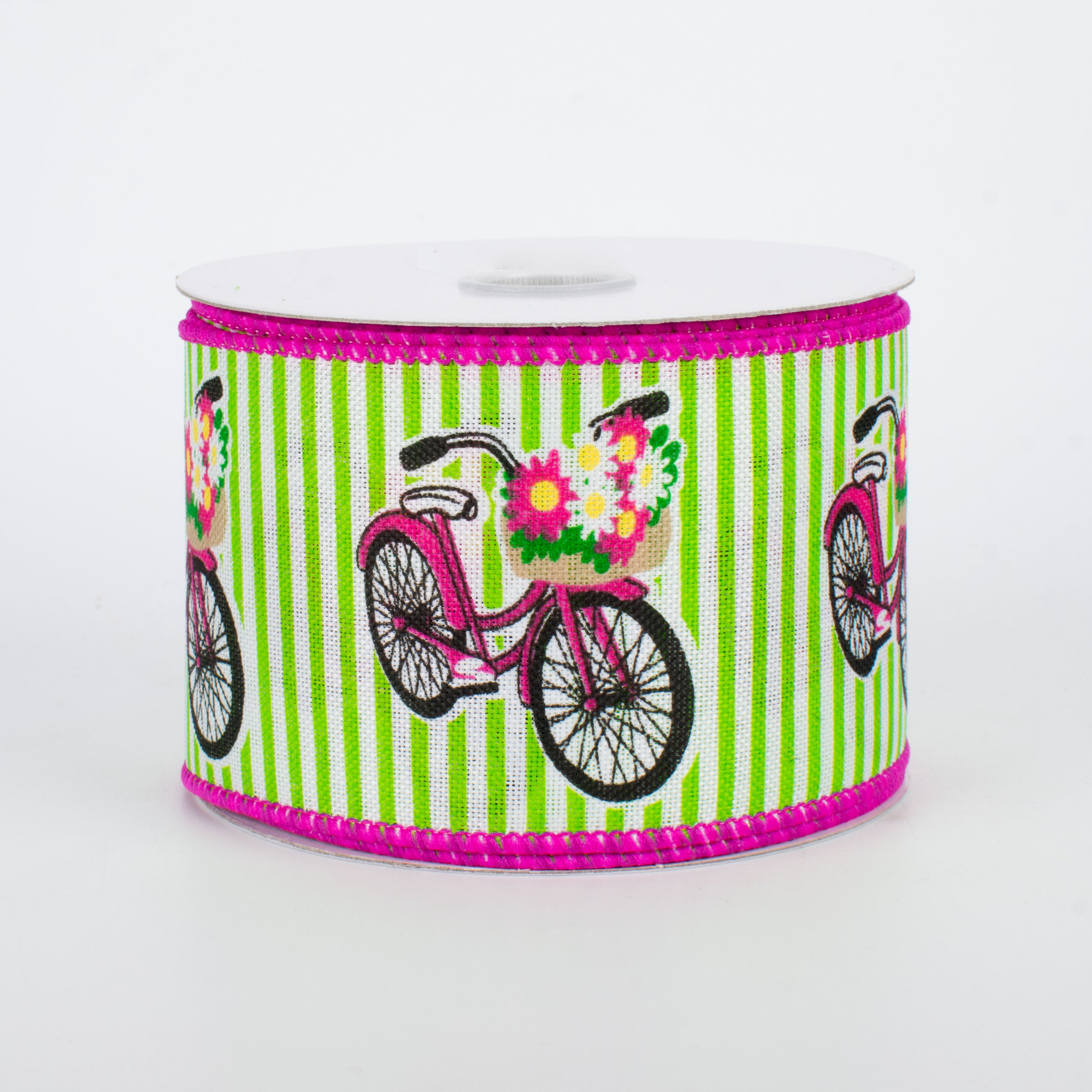 2.5" Flower Bike Ribbon: Lime Stripe (10 Yards)