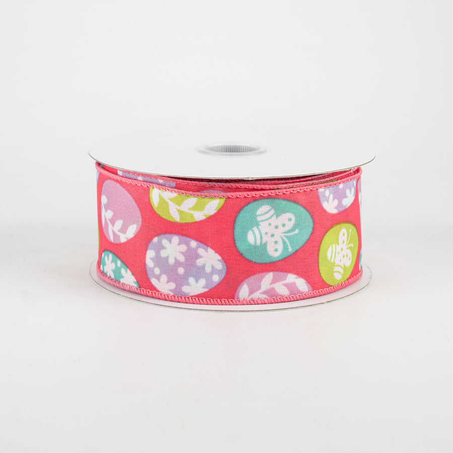 1.5" Flower Easter Eggs Ribbon: Hot Pink (10 Yards) Item Number: 31005-09-46