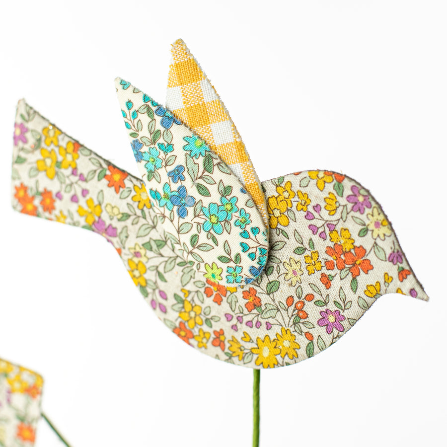 14" Flower Pattern Bird Spray: Orange, Yellow, Blue, Turquoise Lifestyle Photo