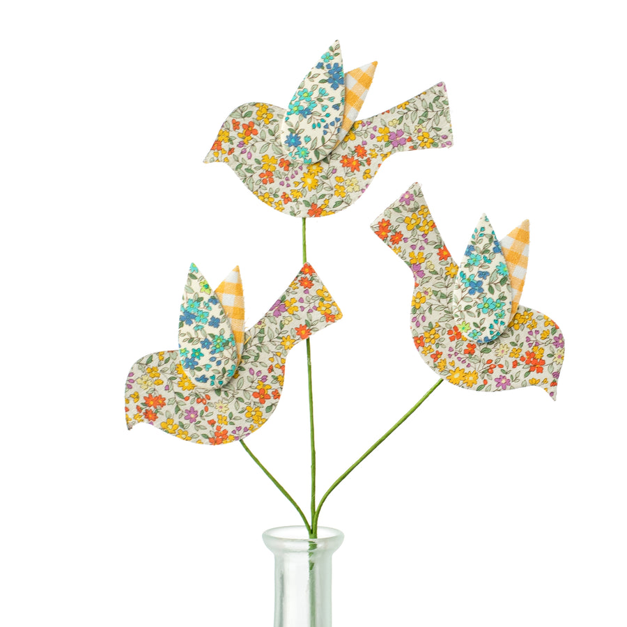 14" Flower Pattern Bird Spray: Orange, Yellow, Blue, Turquoise Item Number: MN026120