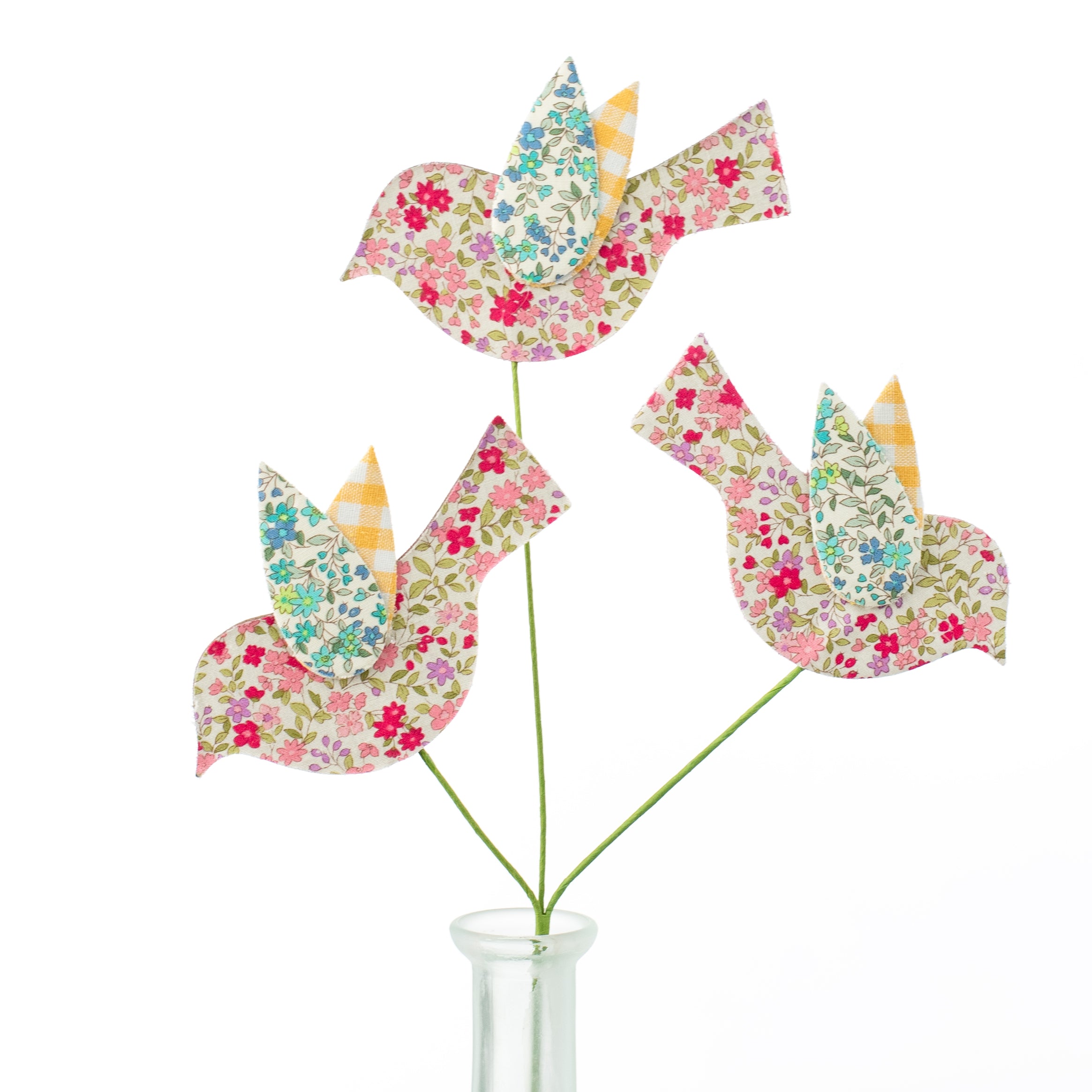 14" Flower Pattern Bird Spray: Pink, Blue, Turquoise Item Number: MN026122