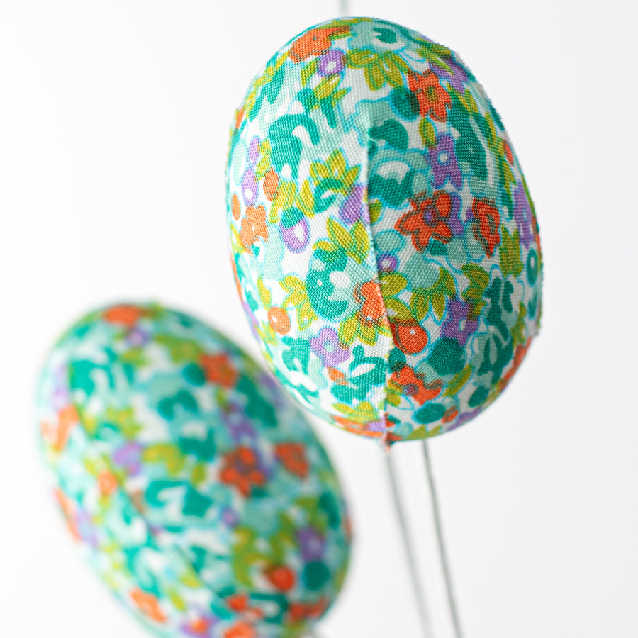12" Flower Pattern Easter Egg Pick: Turquoise, Orange, Lavender Lifestyle Photo