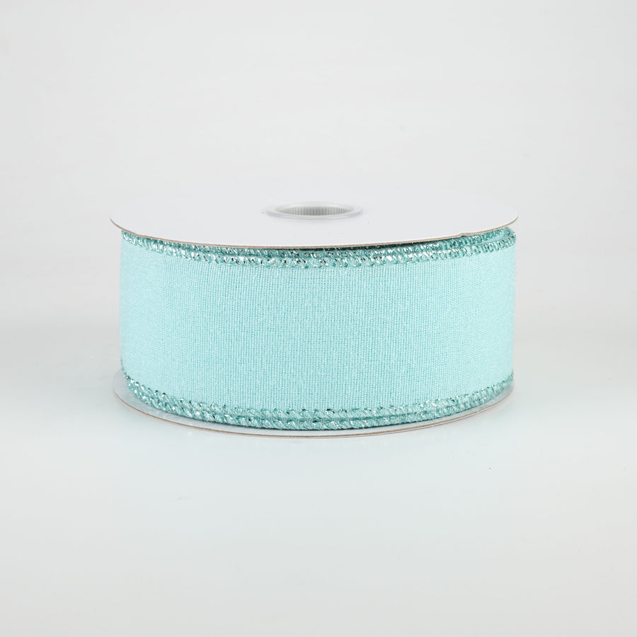 1.5" Fluff Linen Metallic Edge Ribbon: Aqua Blue (10 Yards)