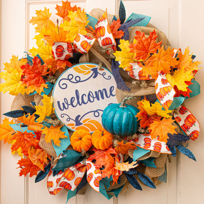 5.5" Foam Pumpkin: Teal Lifestyle Photo