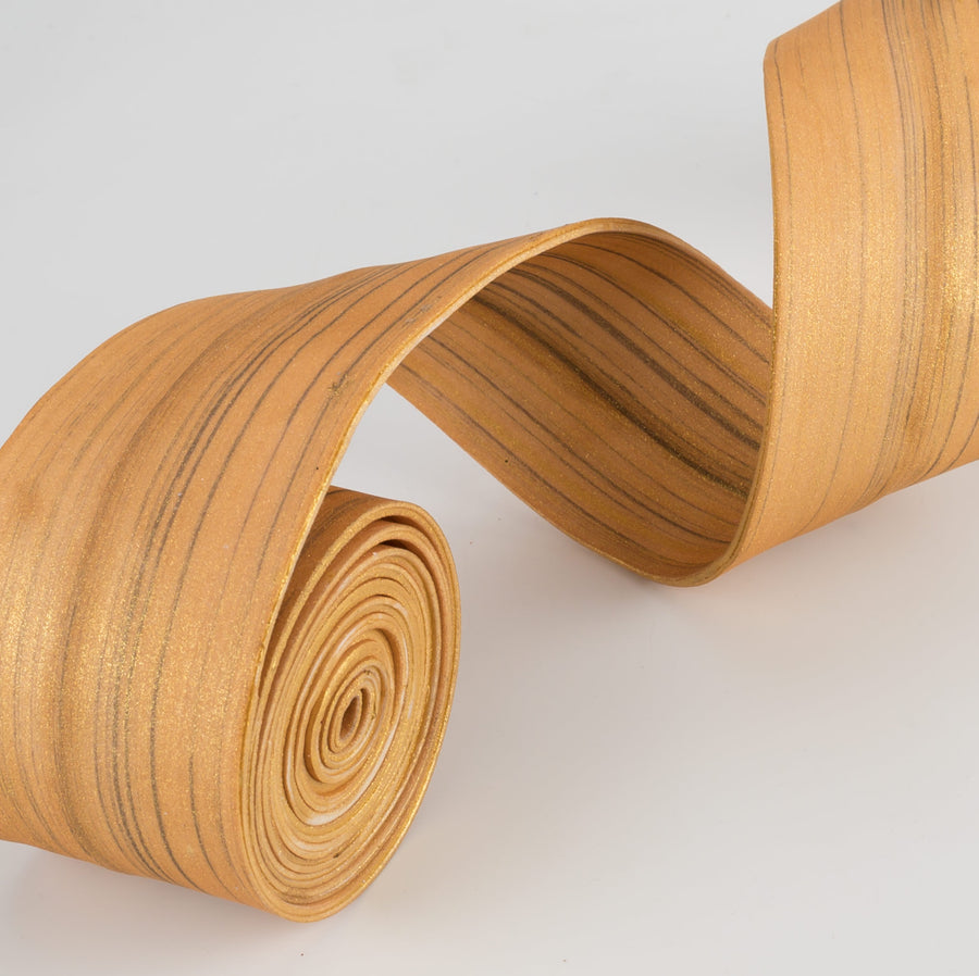 1.6" Foam Strip Wired Ribbon: Dark Gold (5 Feet) detail photo 4