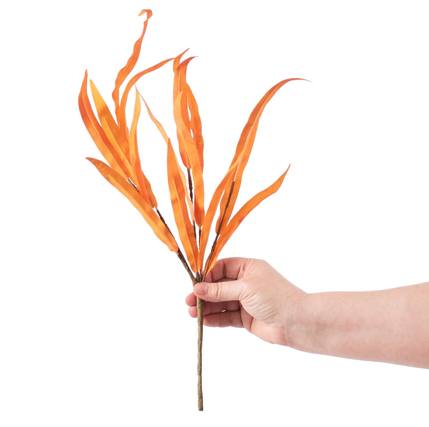 18" Foam Willow Leaves Pick: Orange detail photo 3