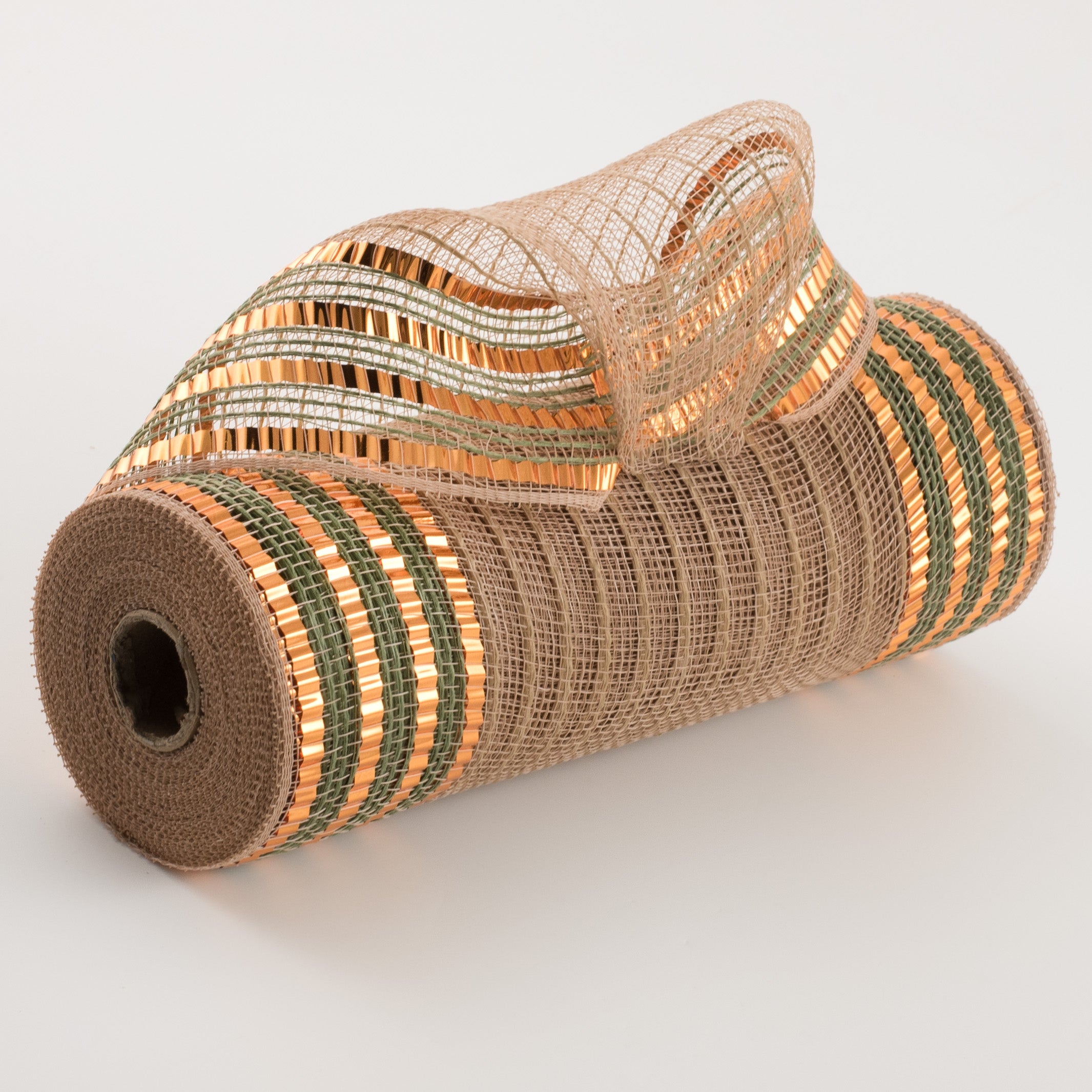 10" Foil & Faux Jute Border Mesh: Natural, Orange, Moss Item Number: RY8803FJ