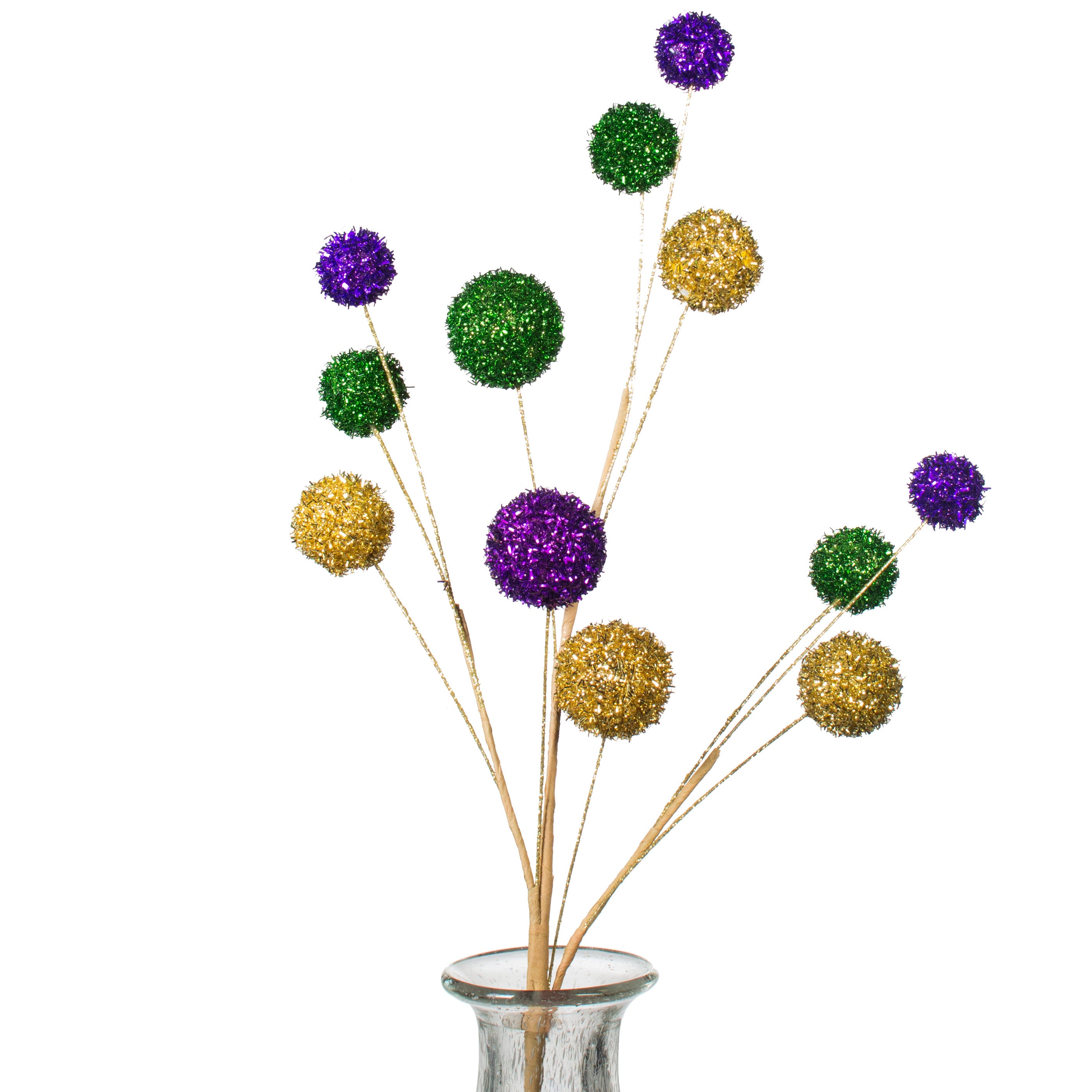 28" Foil Tinsel Ball Spray: Mardi Gras Item Number: XP367474