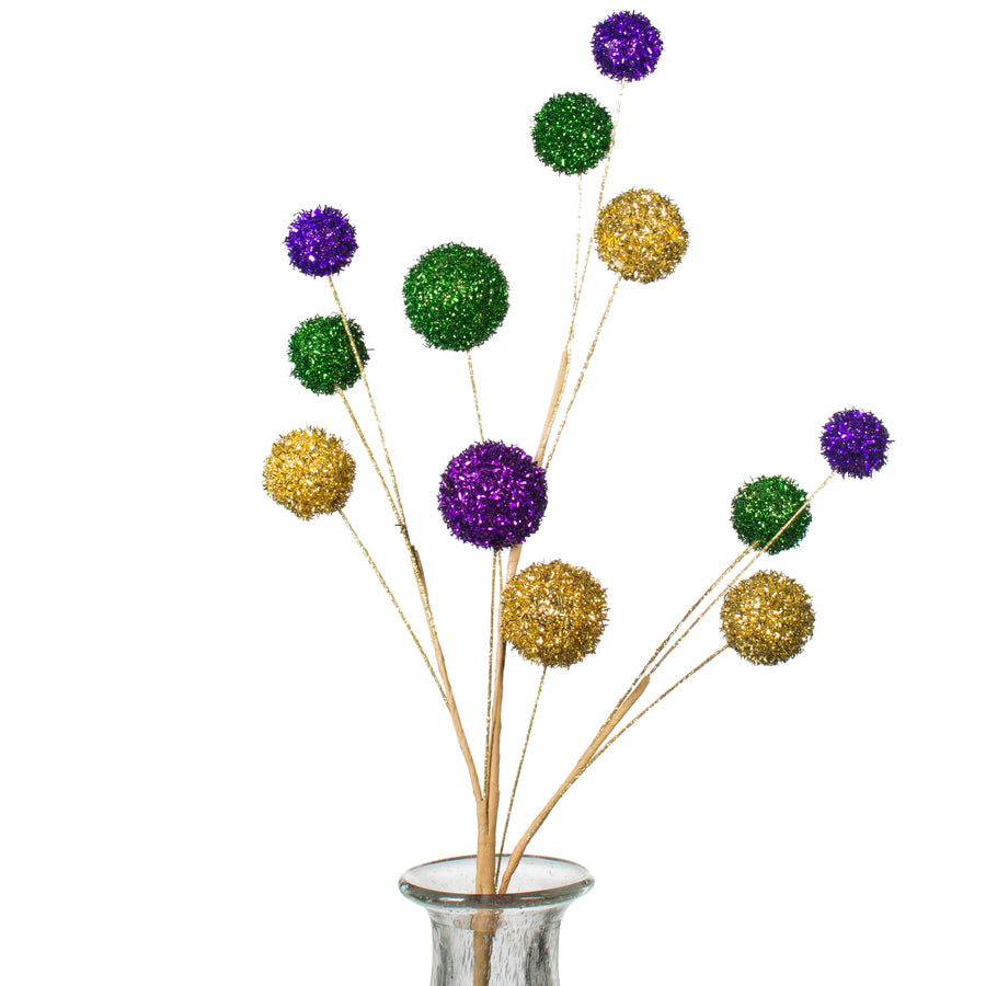 28" Foil Tinsel Ball Spray: Mardi Gras Item Number: XP367474