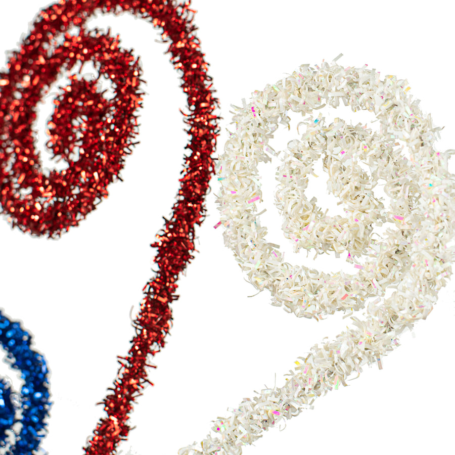 28" Folded Foil Curls Spray: Red, White, Blue Lifestyle Photo