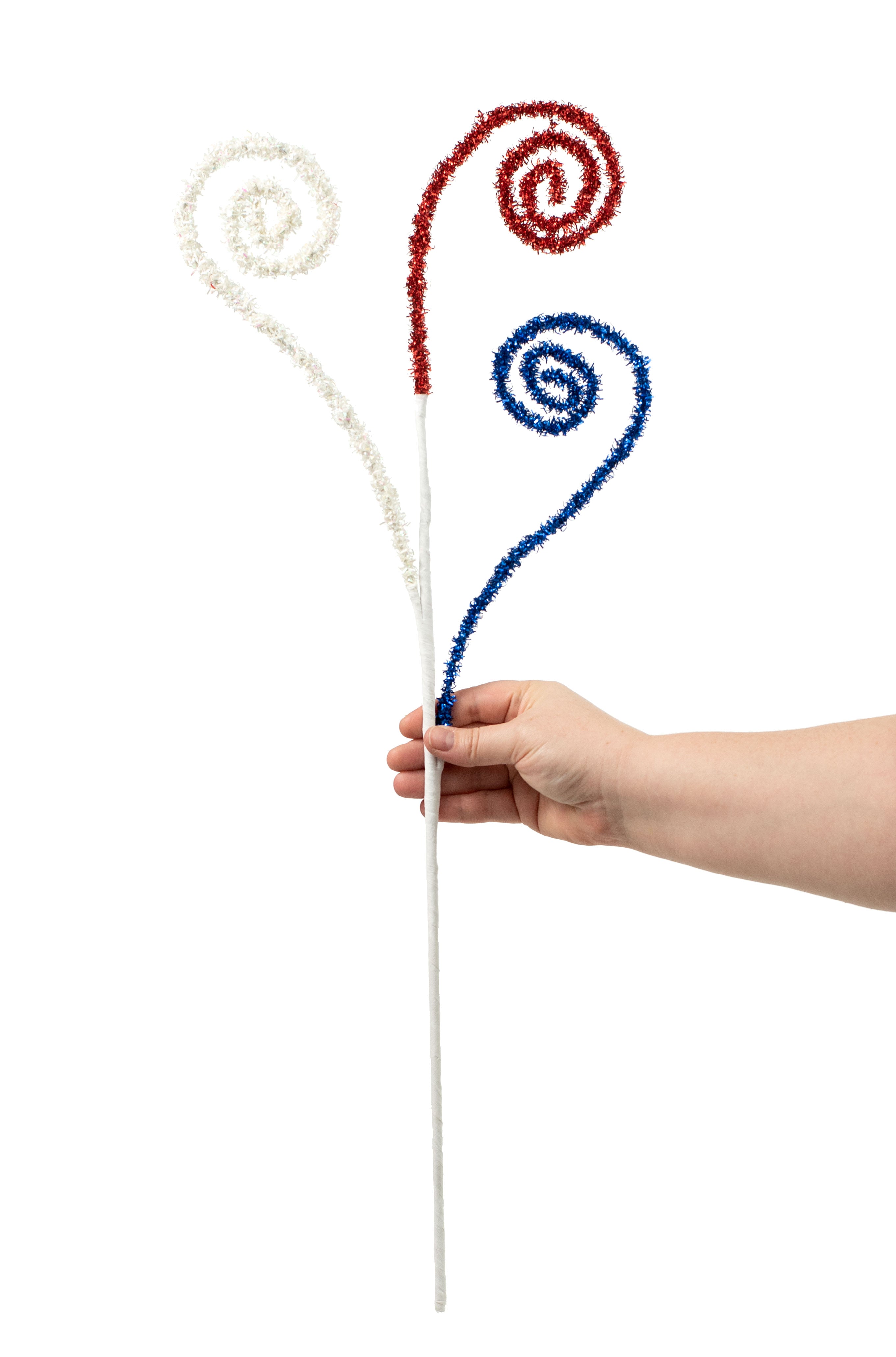 28" Folded Foil Curls Spray: Red, White, Blue detail photo 3
