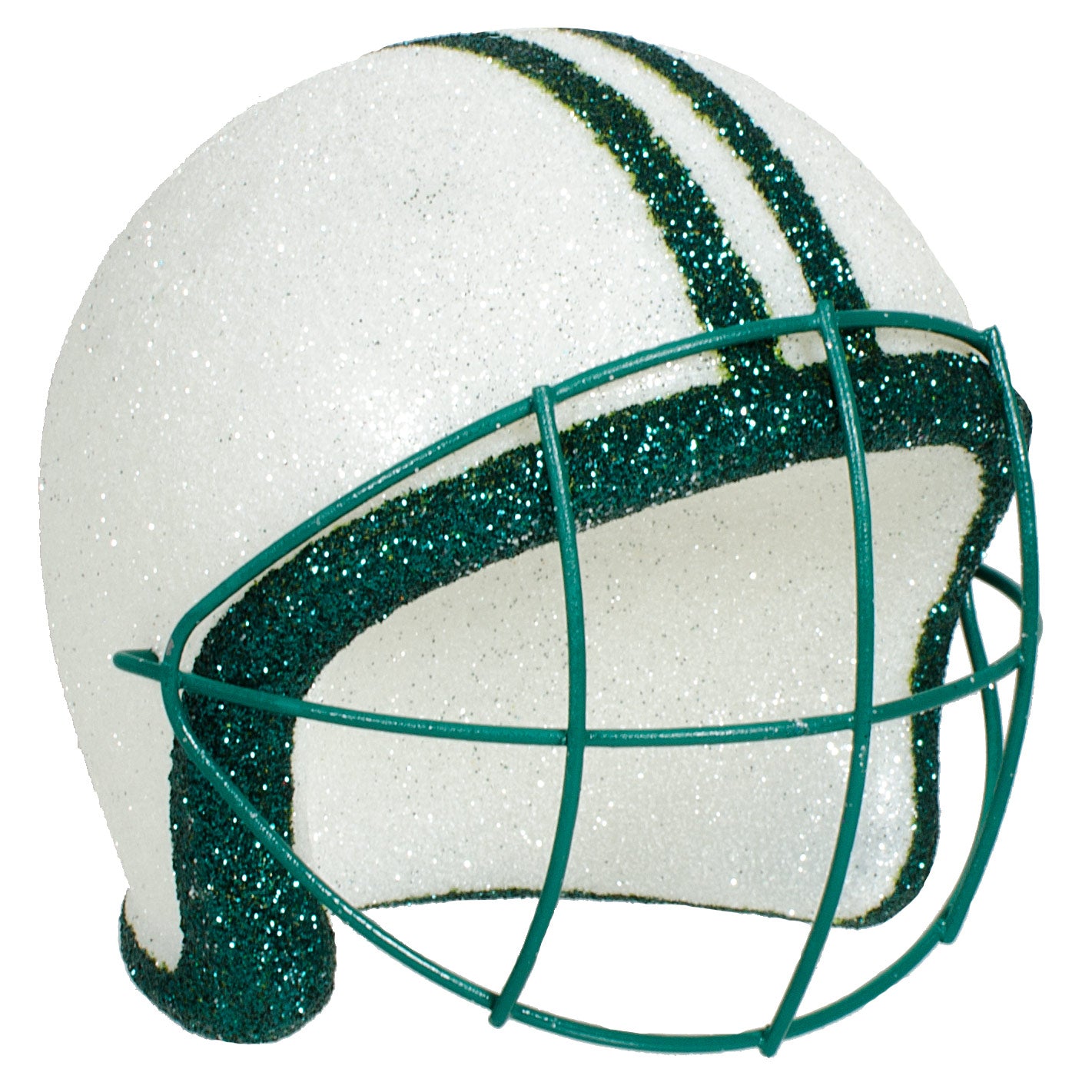 Football Helmet Ornament: White & Emerald Green (4") Item Number: MS1181N8
