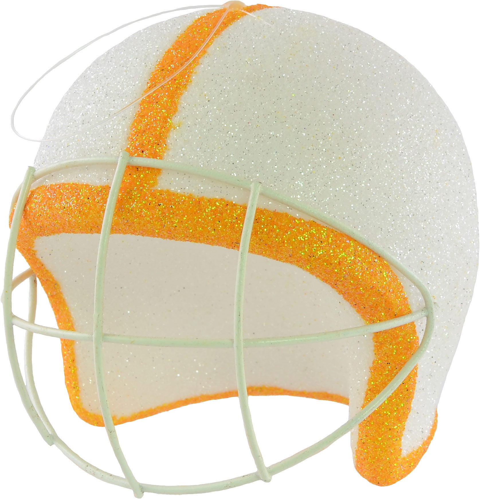 Football Helmet Ornament: White & Orange (4") Lifestyle Photo