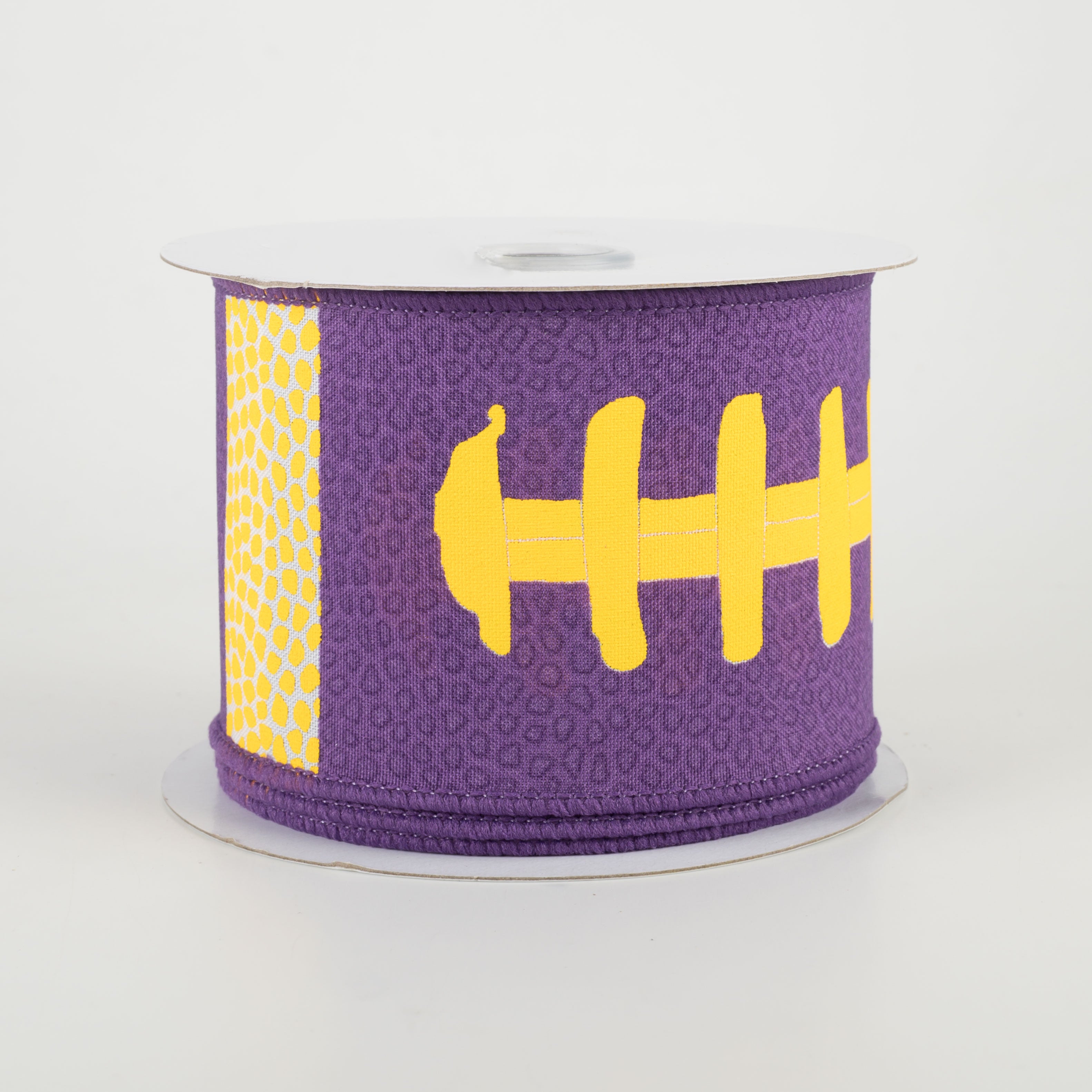 2.5" Football Laces Ribbon: Purple & Yellow (10 Yards)