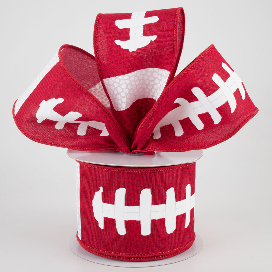 2.5" Football Laces Ribbon: Red & White (10 Yards) Lifestyle Photo