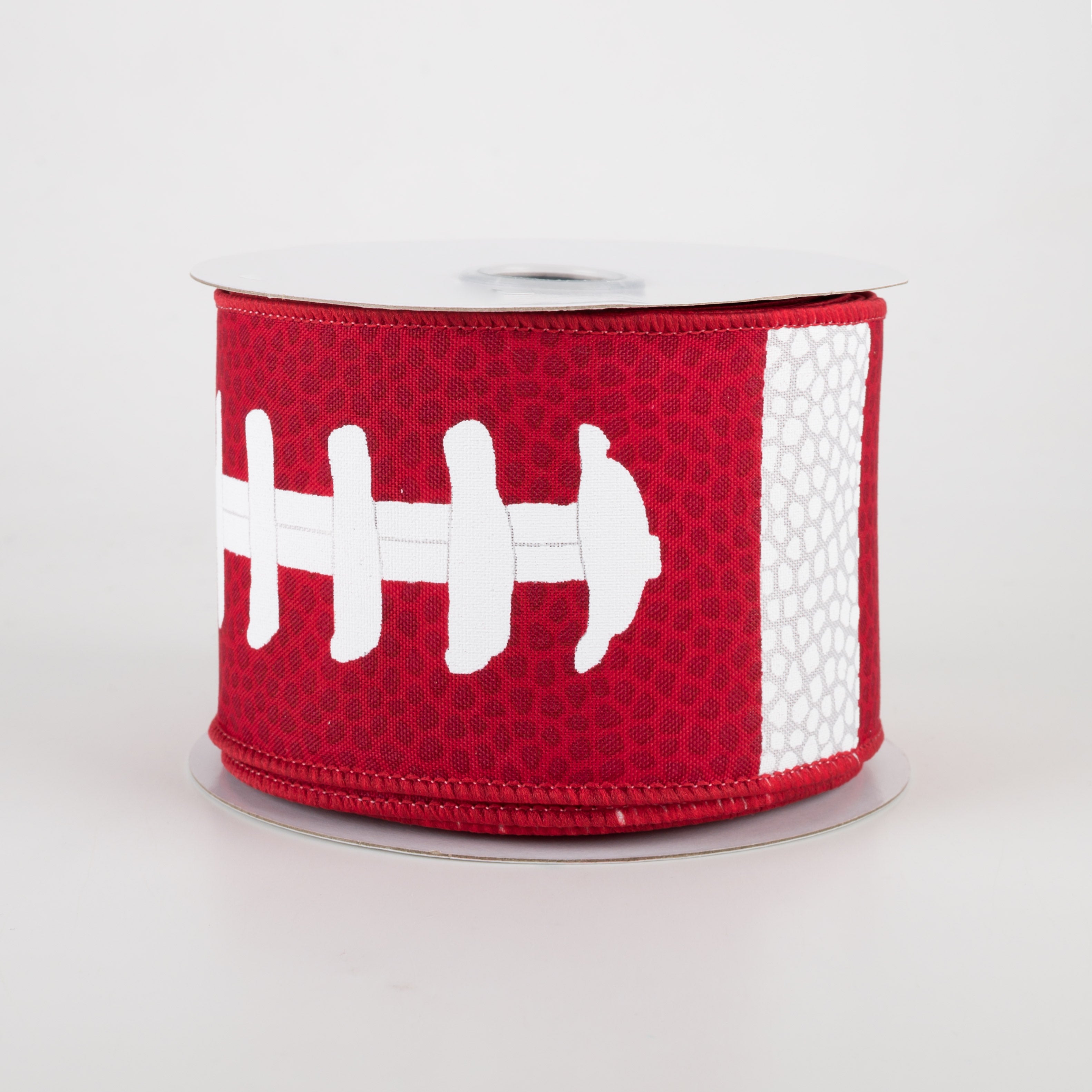 2.5" Football Laces Ribbon: Red & White (10 Yards)
