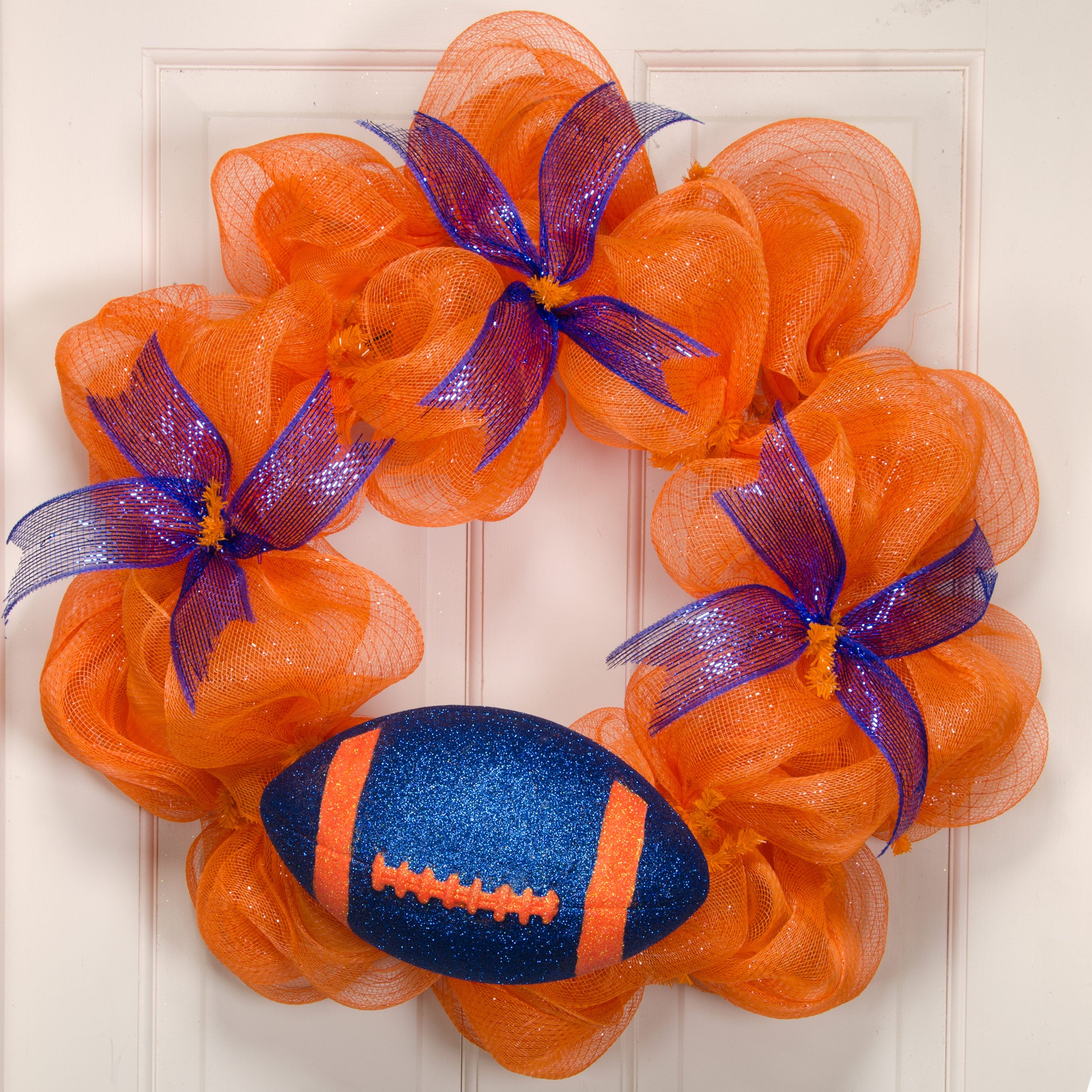 11" Football Accent: Metallic Glitter Blue & Orange detail photo 4