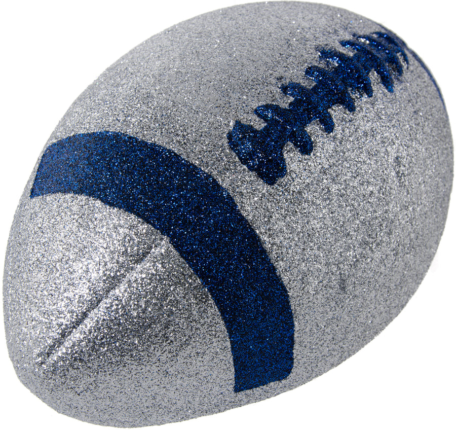 11" Football Accent: Metallic Glitter Silver & Blue Lifestyle Photo