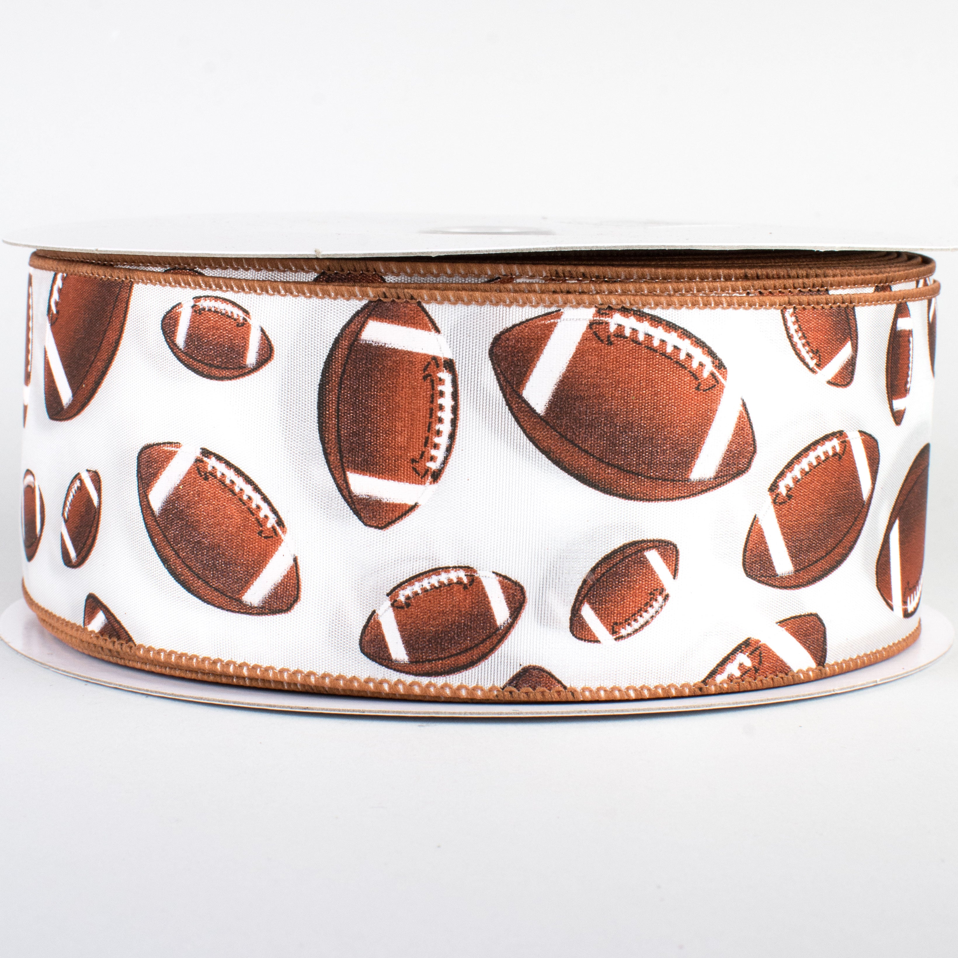 2.5" Football Ribbon: Brown & White (50 Yards)