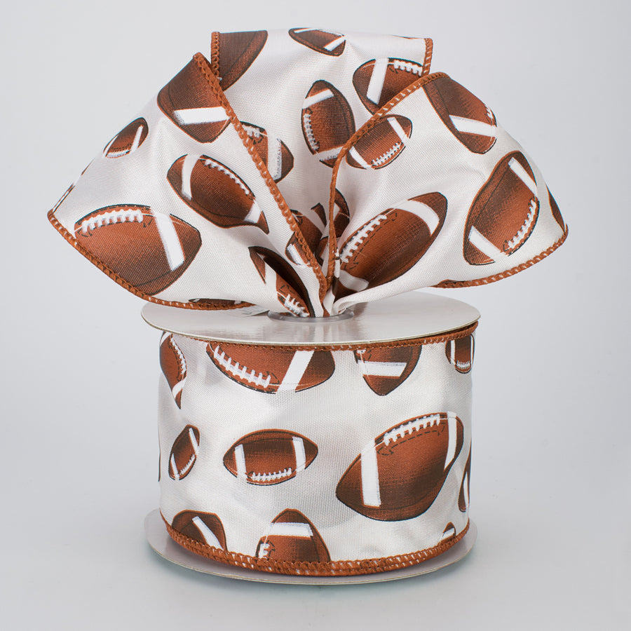 2.5" Football Ribbon: Brown & White (10 Yards) Lifestyle Photo