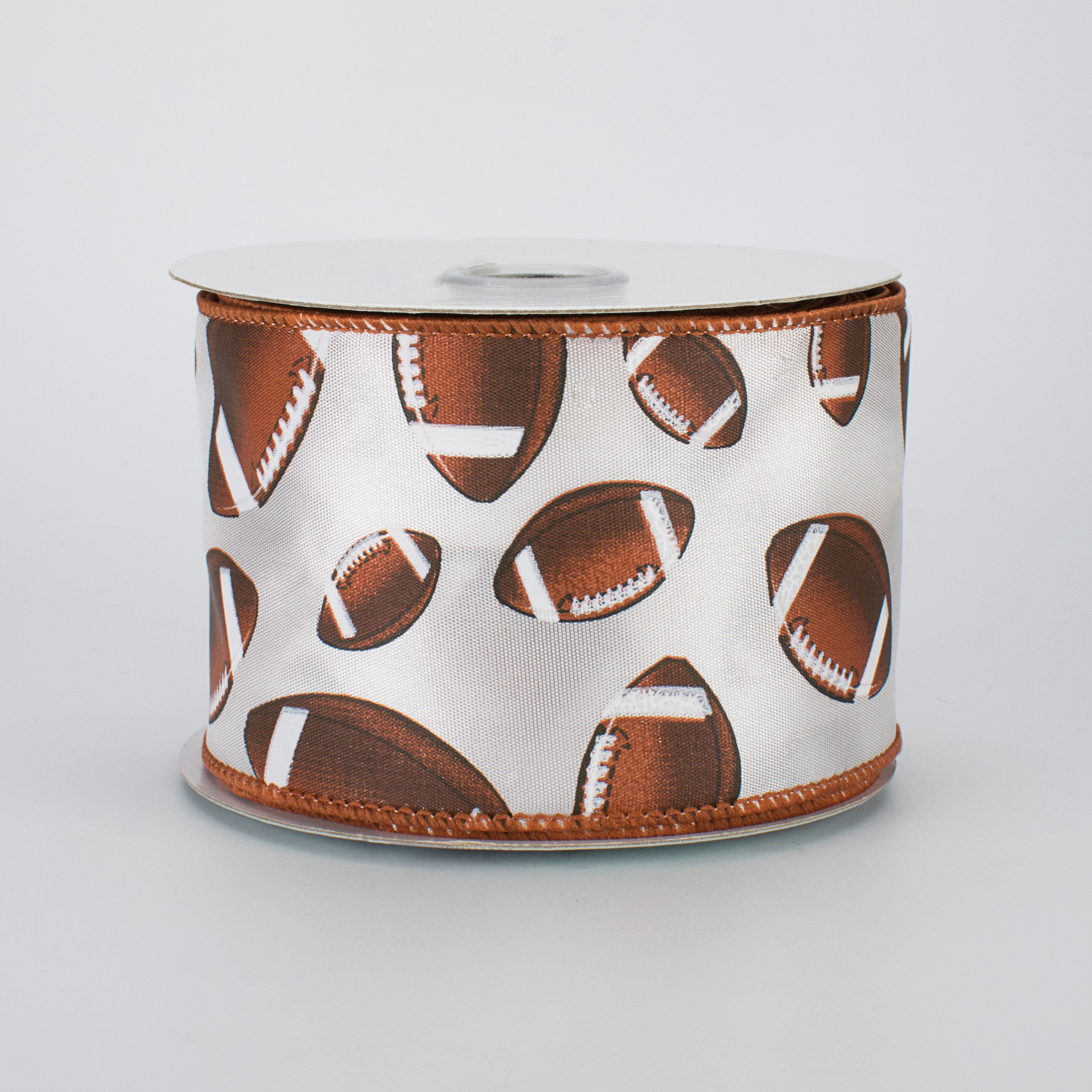 2.5" Football Ribbon: Brown & White (10 Yards)