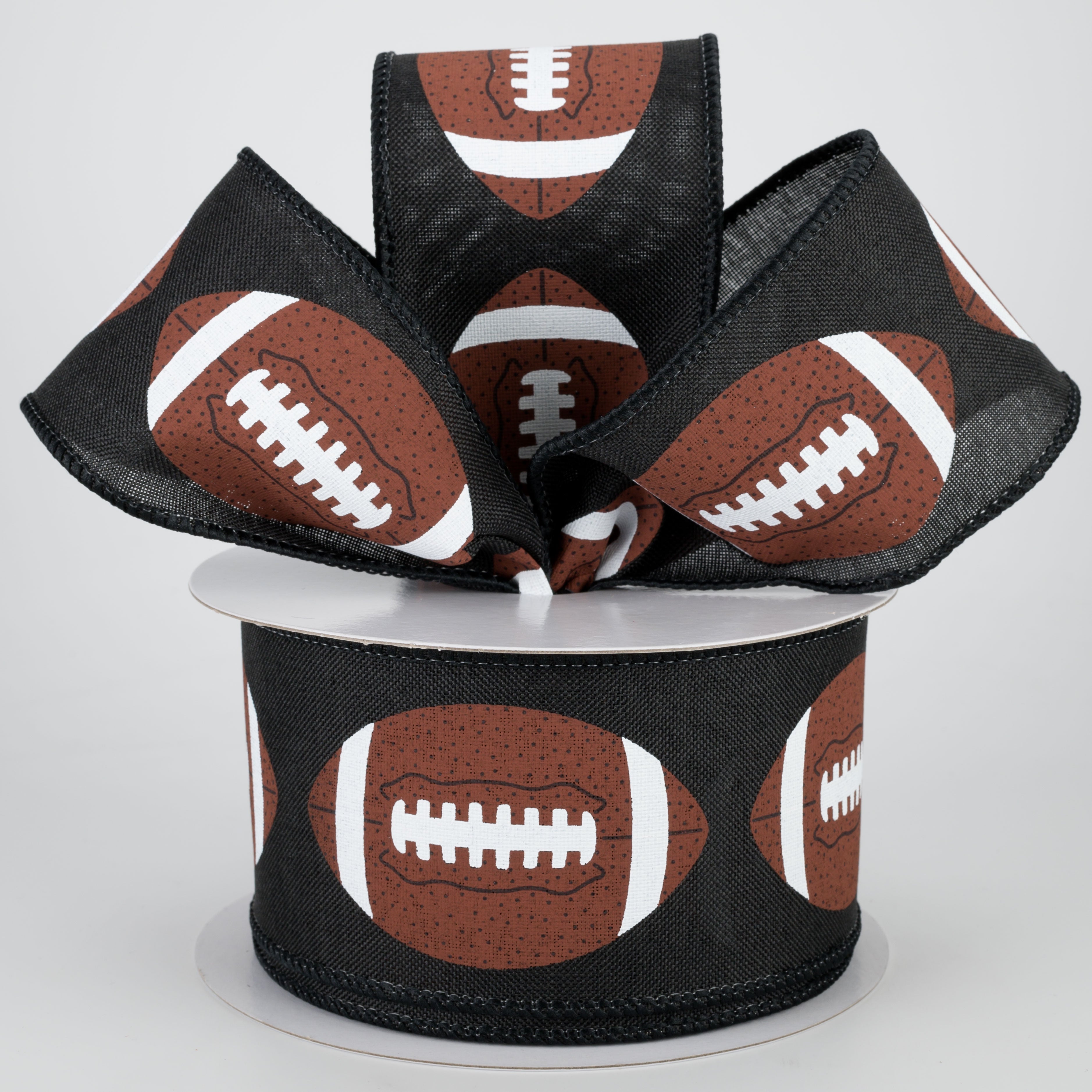 2.5" Footballs Ribbon: Black (10 Yards) Lifestyle Photo