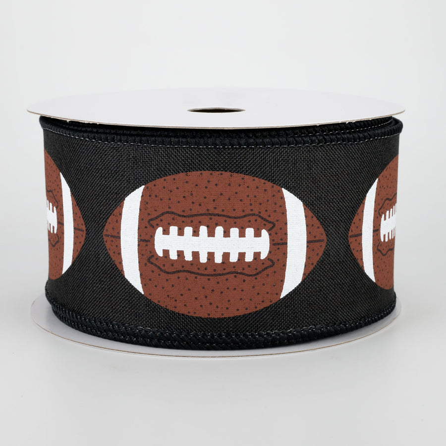 2.5" Footballs Ribbon: Black (10 Yards)
