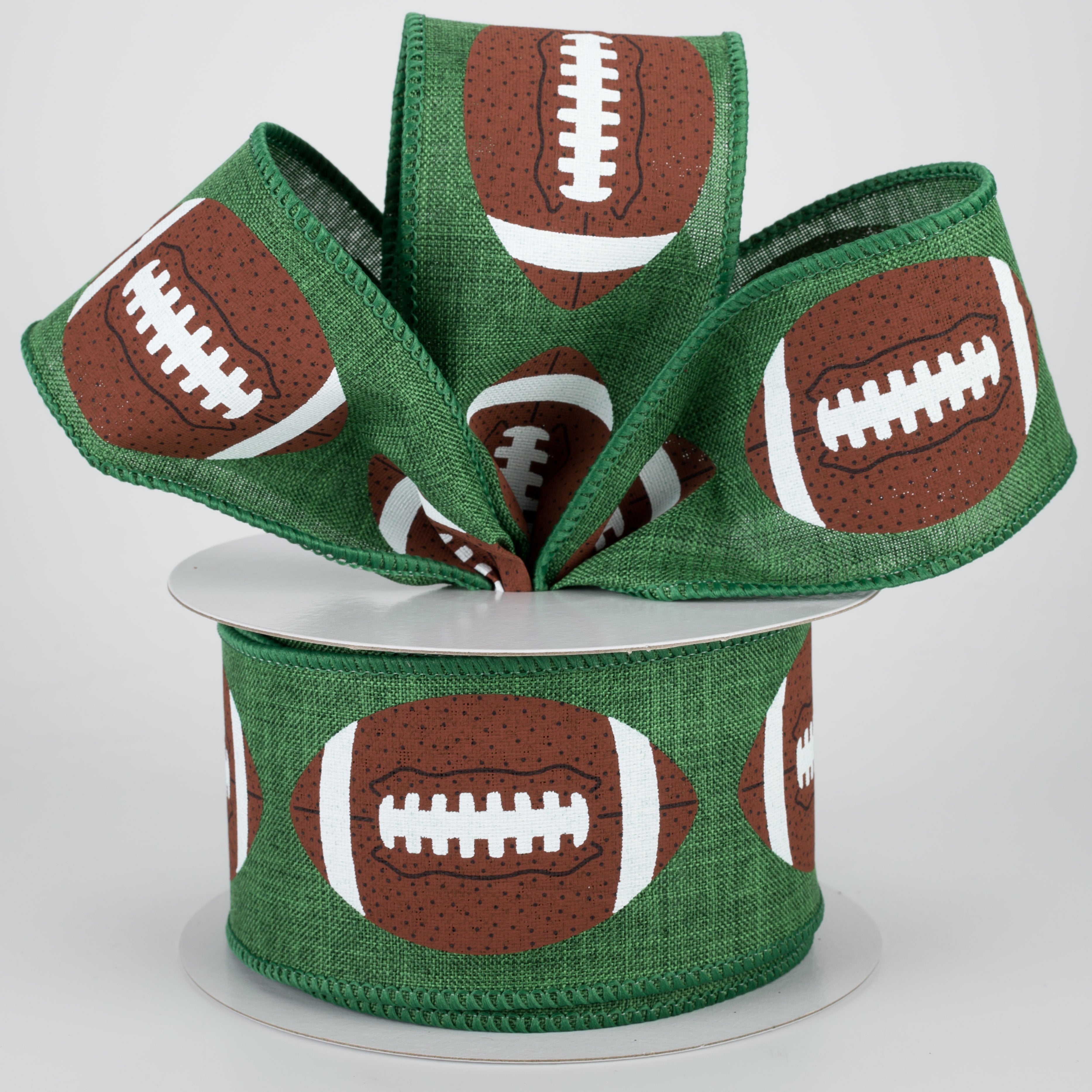 2.5" Footballs Ribbon: Emerald (10 Yards) Lifestyle Photo