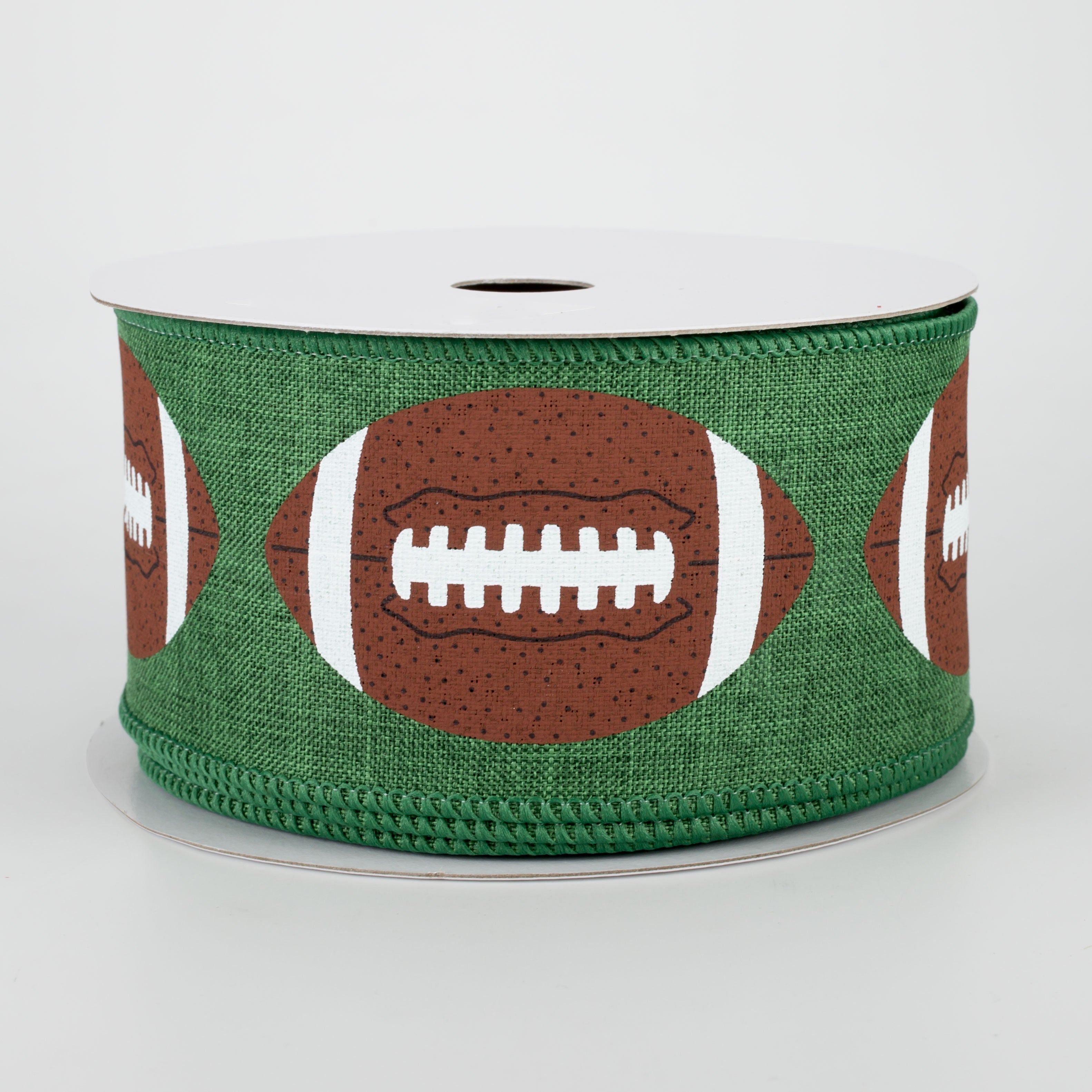 2.5" Footballs Ribbon: Emerald (10 Yards)