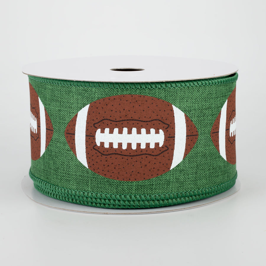 2.5" Footballs Ribbon: Emerald (10 Yards)