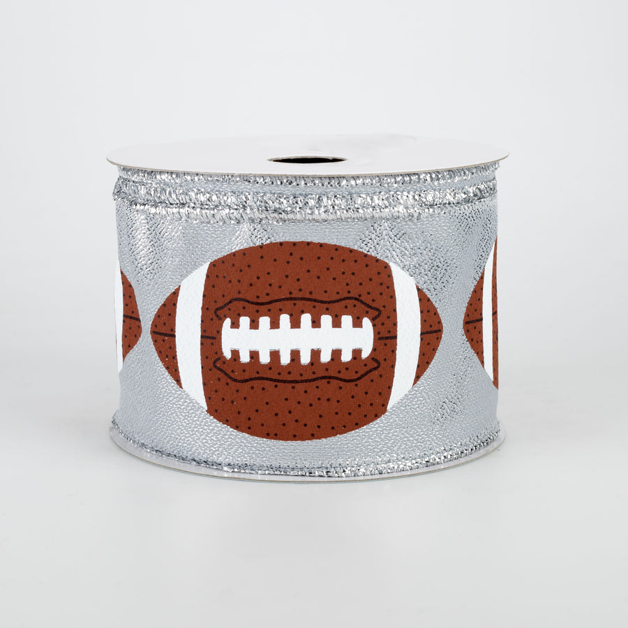 2.5" Footballs Ribbon: Silver (10 Yards)