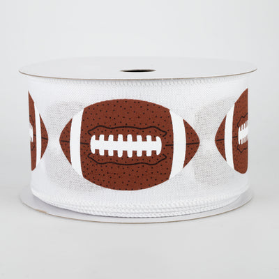 2.5" Footballs Ribbon: White (10 Yards)
