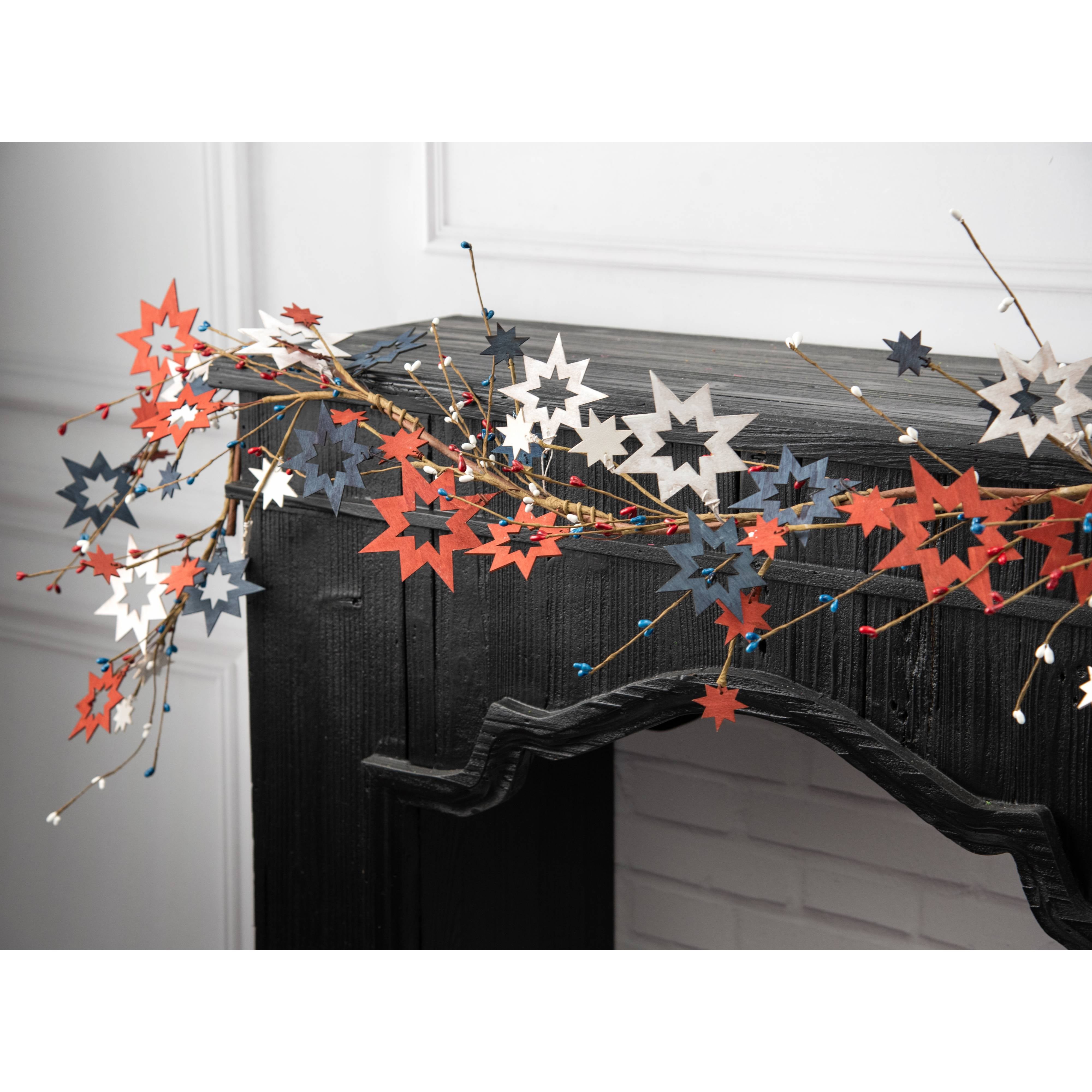 5' Fourth of July Wooden Cutout Star Garland Lifestyle Photo
