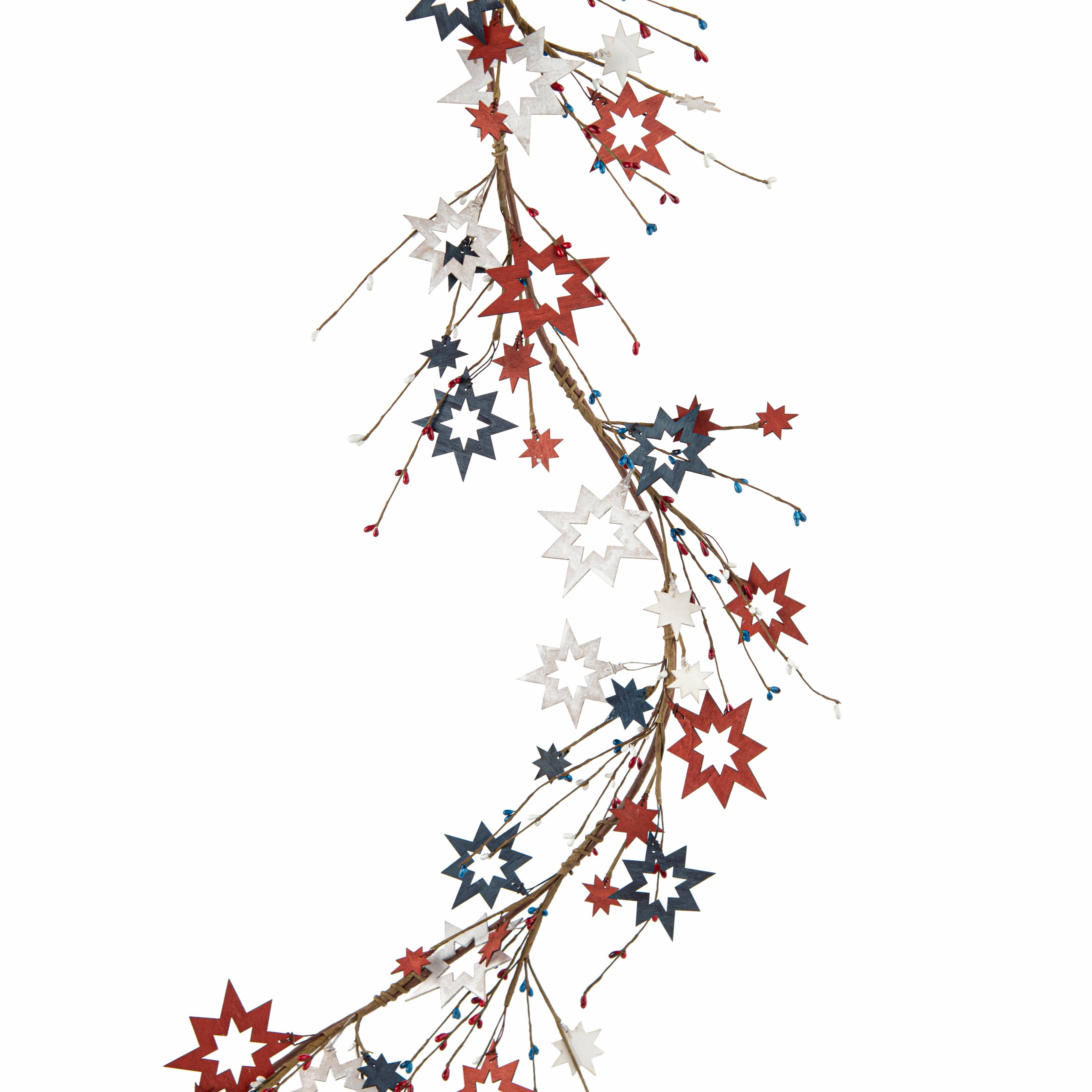 5' Fourth of July Wooden Cutout Star Garland Item Number: 64044