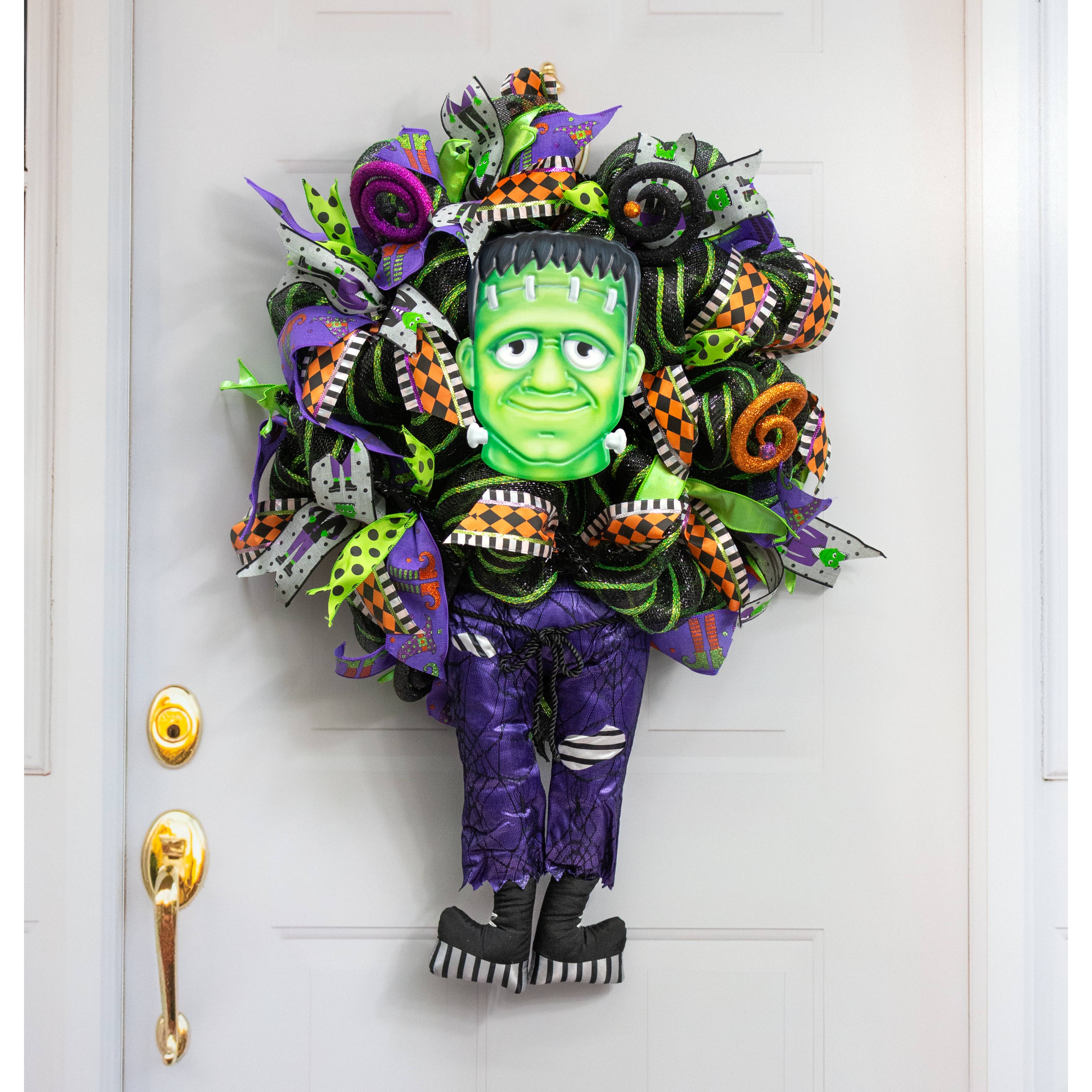 16" Frankenstein Legs Wreath Accent: Purple Lifestyle Photo